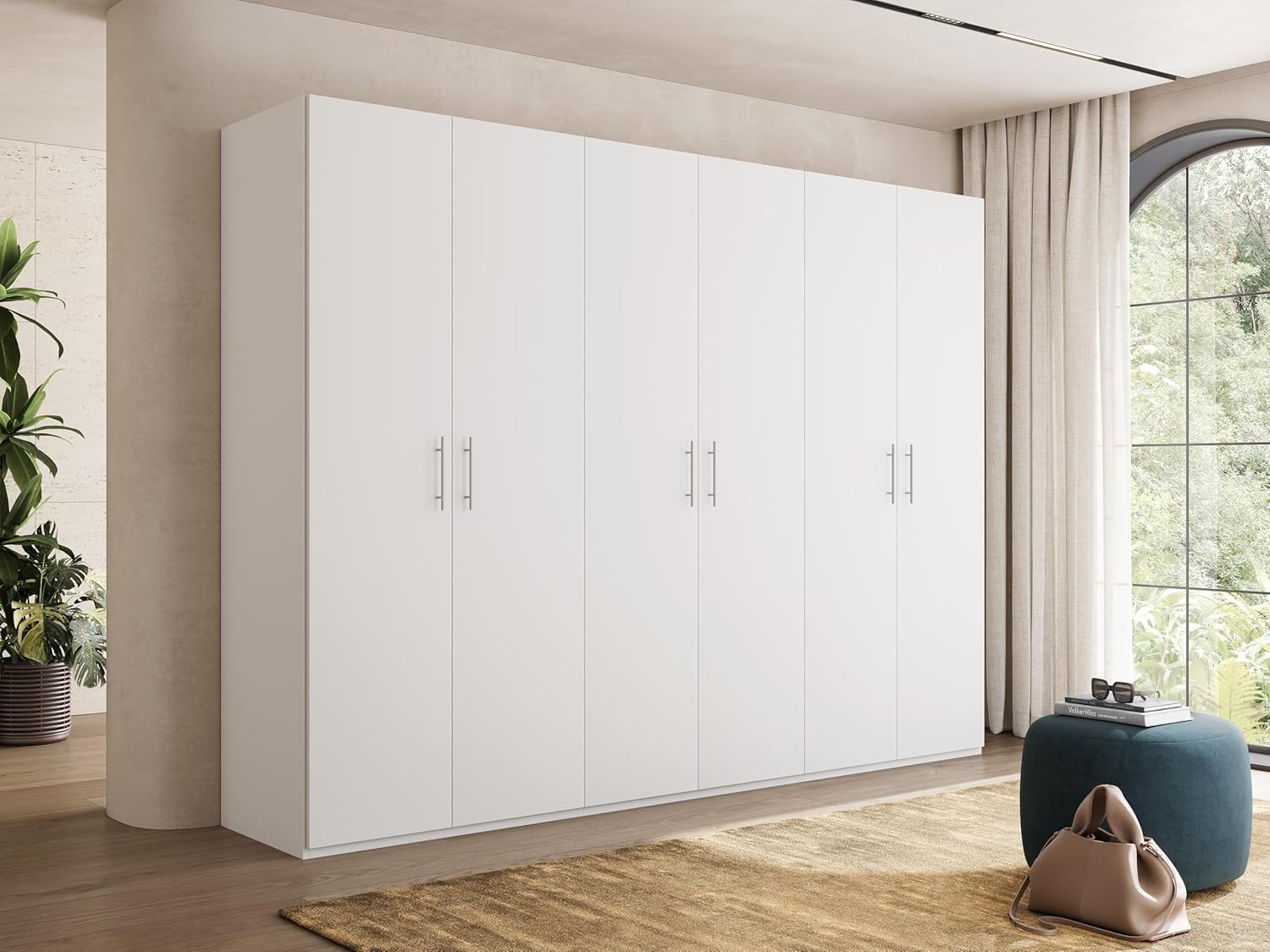 My Brand Germanvox Swift Wardrobe with 6 Doors Bedroom Matt White Made in Italy L.270 D.53 H.202 cm