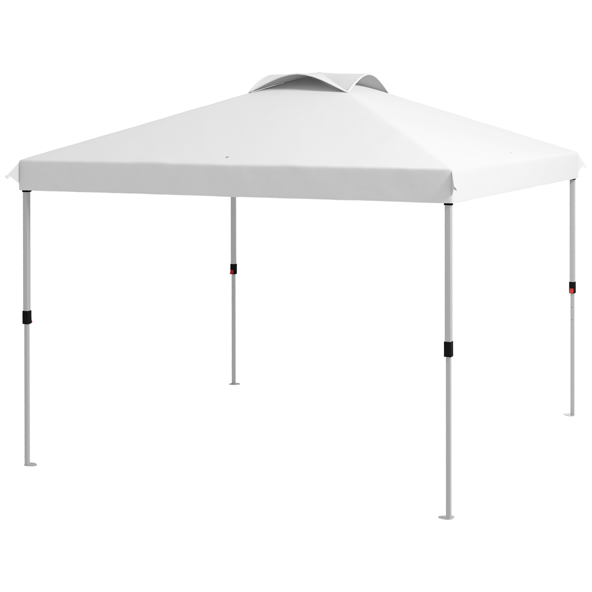 Outsunny Tonnelle Pavillon Gartenpavillon Popup-Faltzelt 3 x 3 m mit Transporttasche mit Rollen, verstellbare Höhen