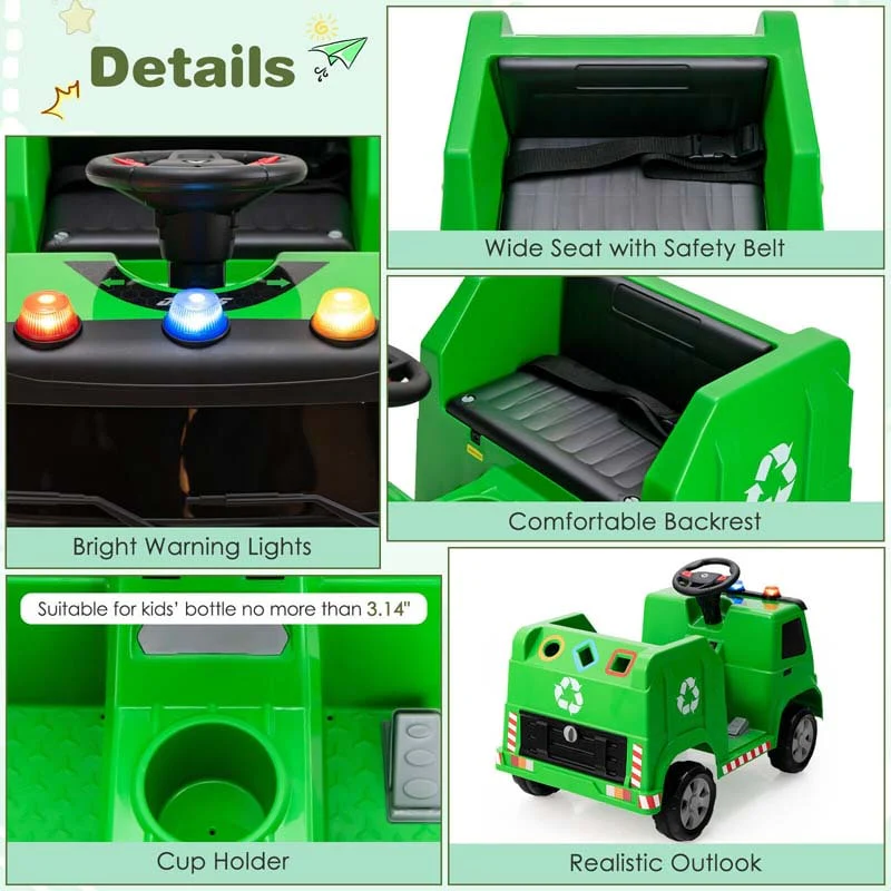 Eletriclife 12V Recycling Garbage Truck Electric Ride On Toy Remote