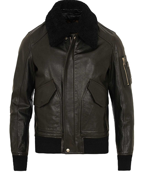 Men’s Brown Leather Bomber Aviator Jacket