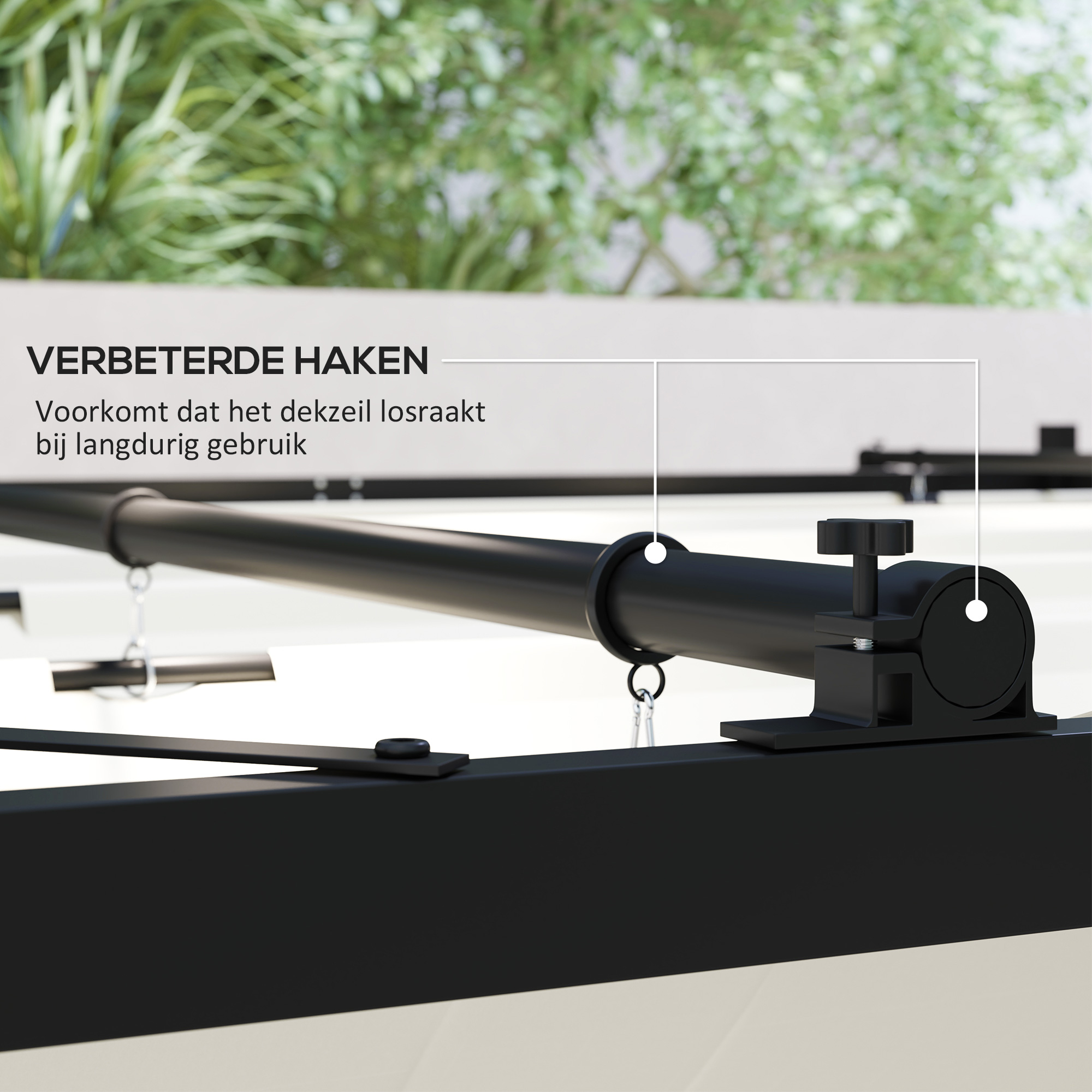 Outsunny Tuin Pergola, 3 x 3 m, Uitschuifbaar Dak en Magneetpad, Buiten Luifel, Tuinpaviljoen, UPF30+, Metaal, Cr��mewit