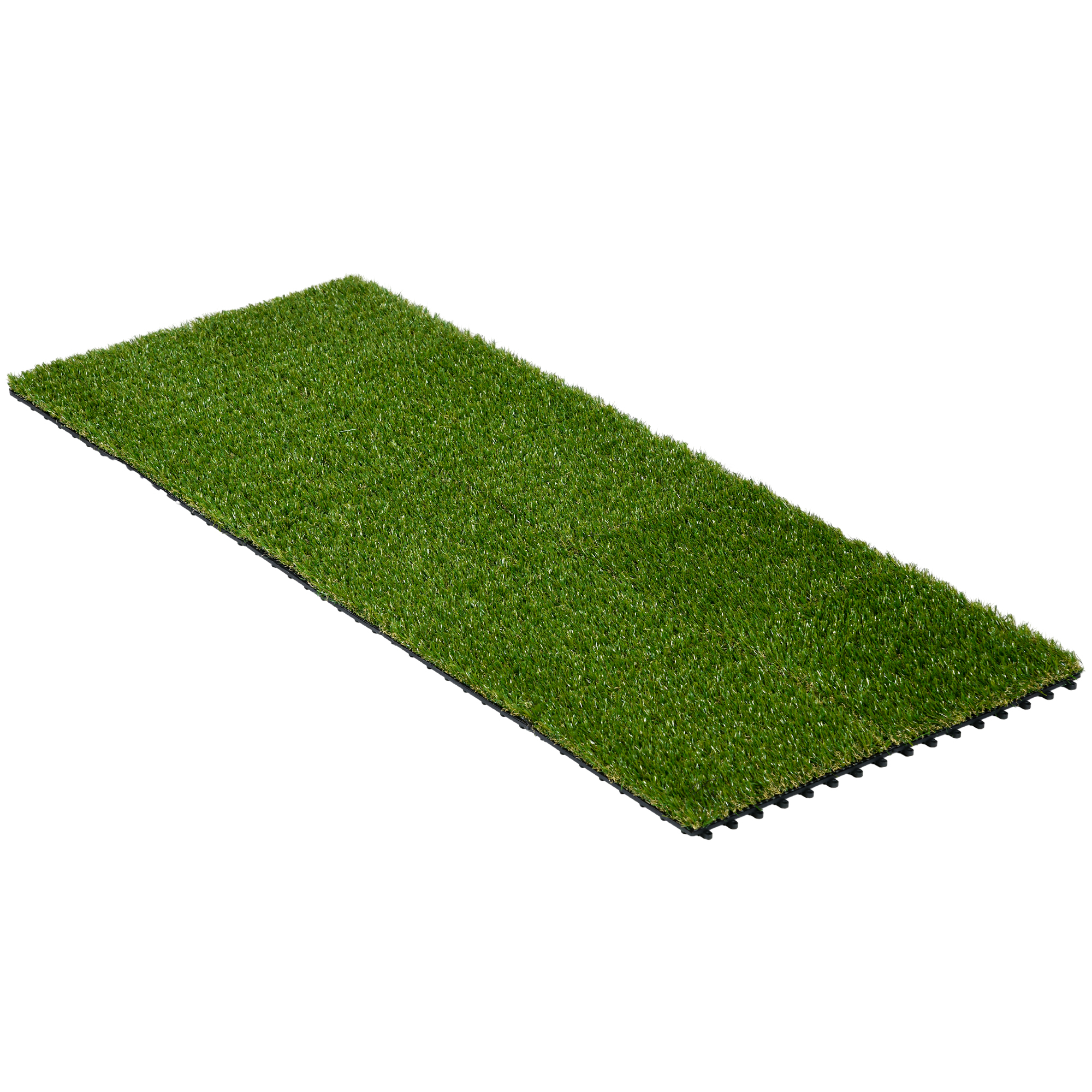 Outsunny Kunstrasen, naturgetreu, Drainagefunktion, 11 K Fasern/m², 25mm Höhe, 10-er Set je 30x30cm, Grün