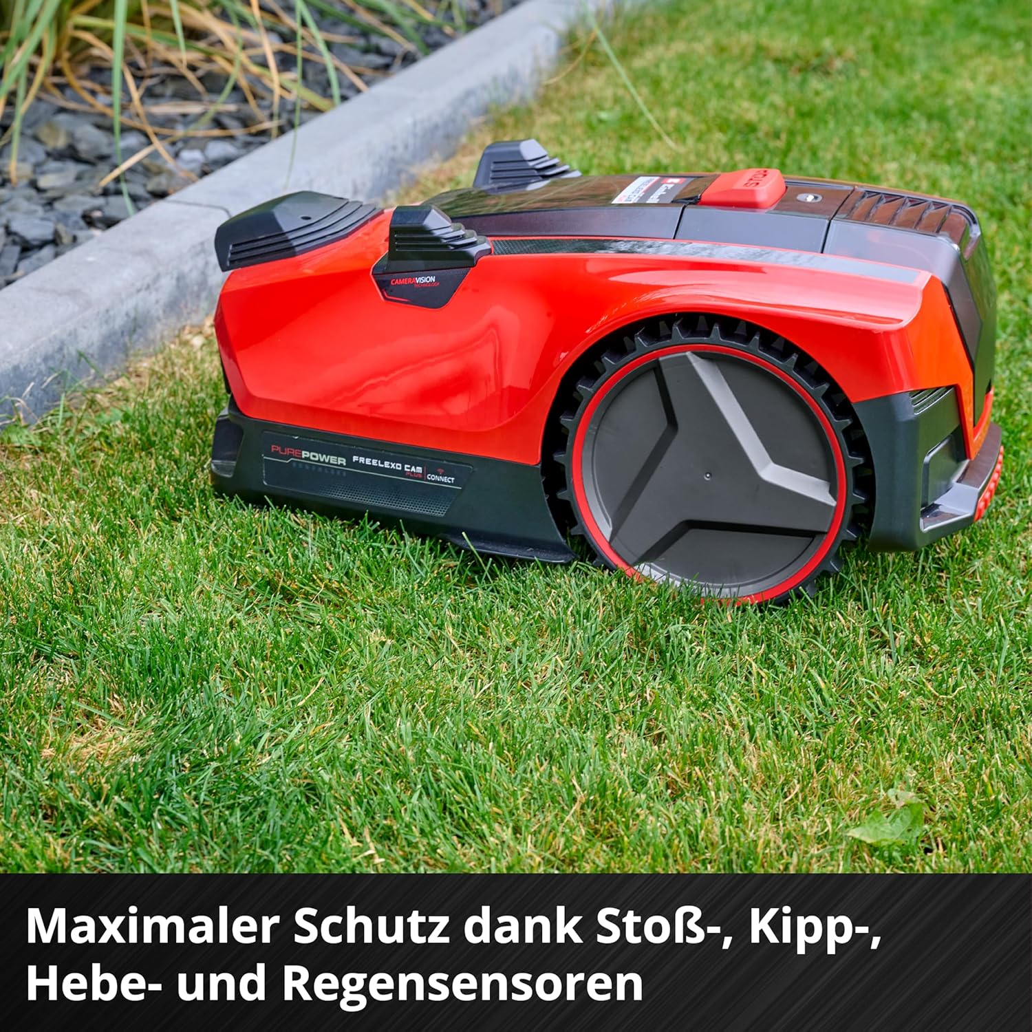 Einhell Mähroboter FREELEXO CAM Plus 600 Power X-Change (18 V, Kamera statt Begrenzungsdraht, für 600 m2, WiFi, Brushless, bis 25% Steigung, inkl. 4,0 Ah Plus Akku)