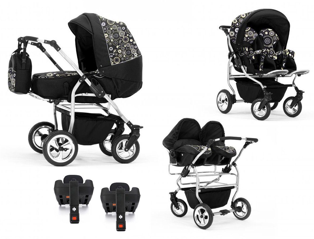 Zwillings-Kombikinderwagen Duo 5 in 1 inkl. Sportsitze, Autositze und Isos in 20 Farben