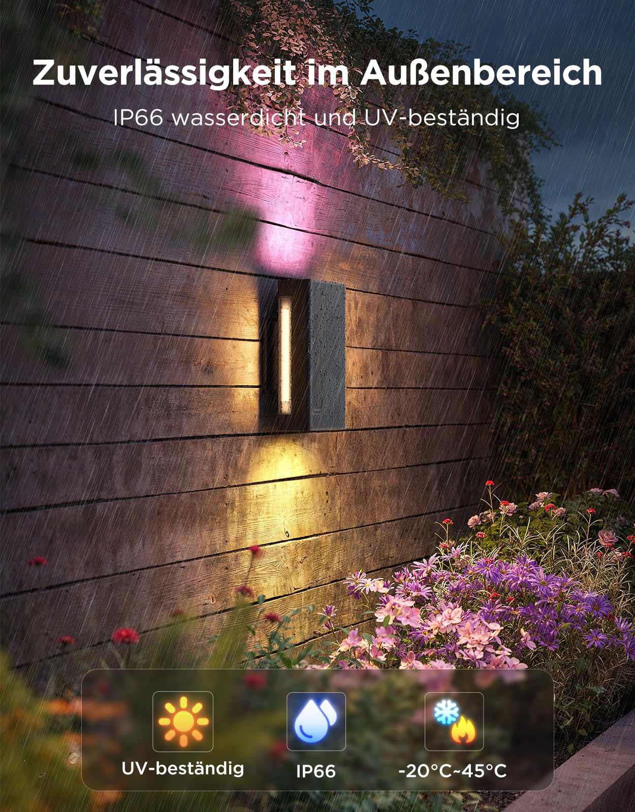 Außen-Wandleuchte UpDown RGBICWW 1400 lm 2700–6500 K IP66 360° Beleuchtung 64 Szenenmodi Matter Alexa Google Assistant 2 Stück