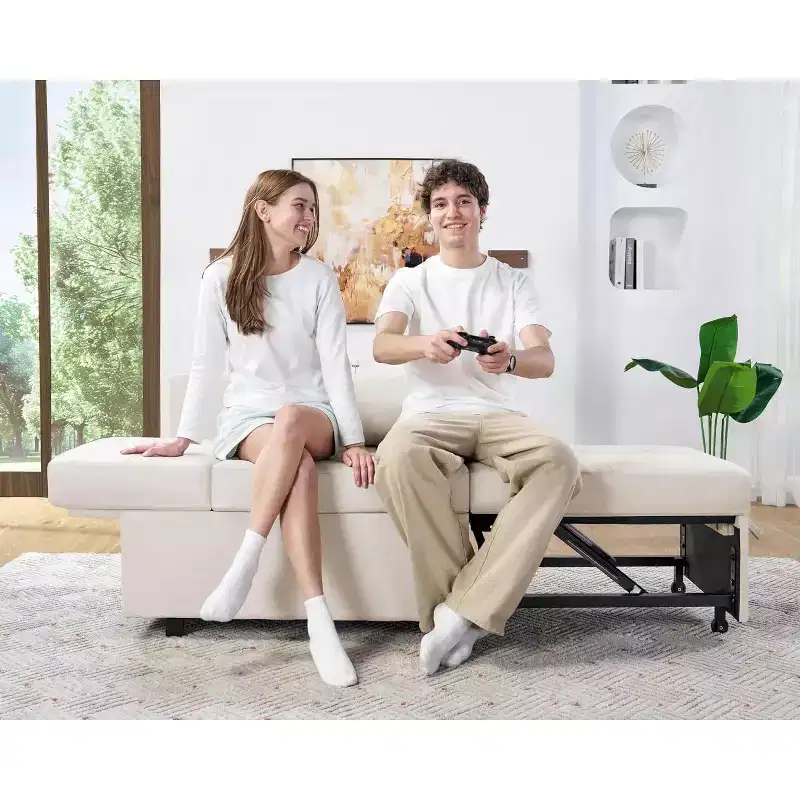 3-in-1 Sleeper Sofa Chair with Adjustable Backrest, Foldable Loveseat Recliner