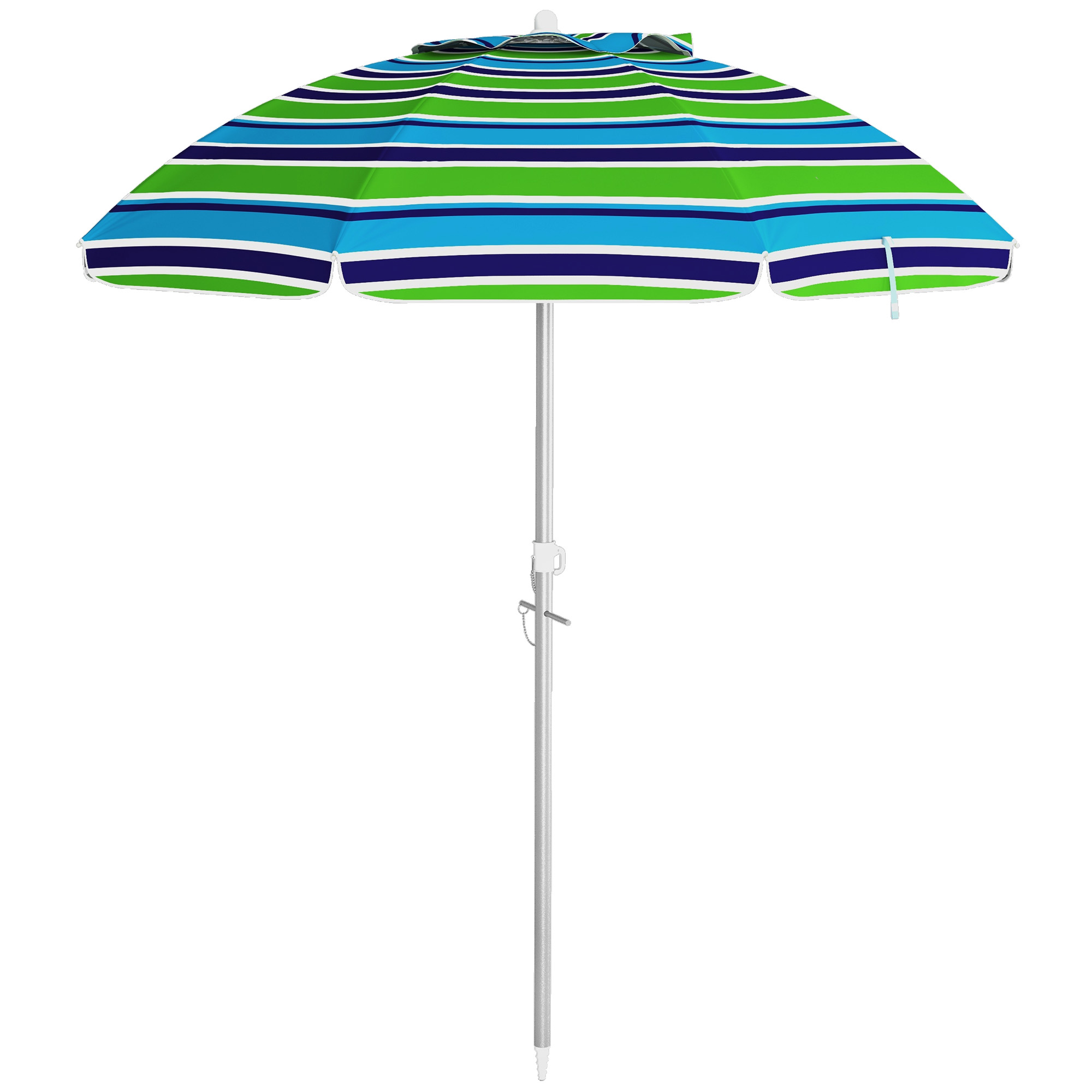 Outsunny Strandschirm neigbarer runder Outdoor-Sonnenschirm höhenverstellbarer UV40-Schutz Transporttasche inklusive