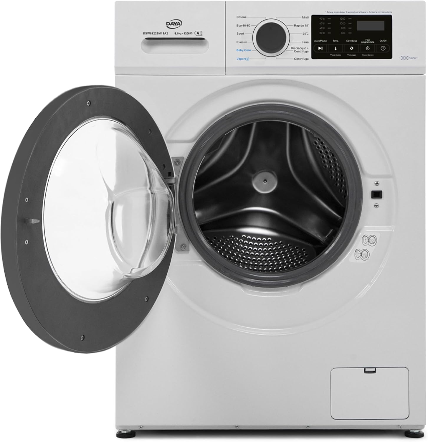 Daya DSW81225M15A2, lavatrice a carica frontale, classe A-20%, 8Kg, 1200 giri, profondità slim