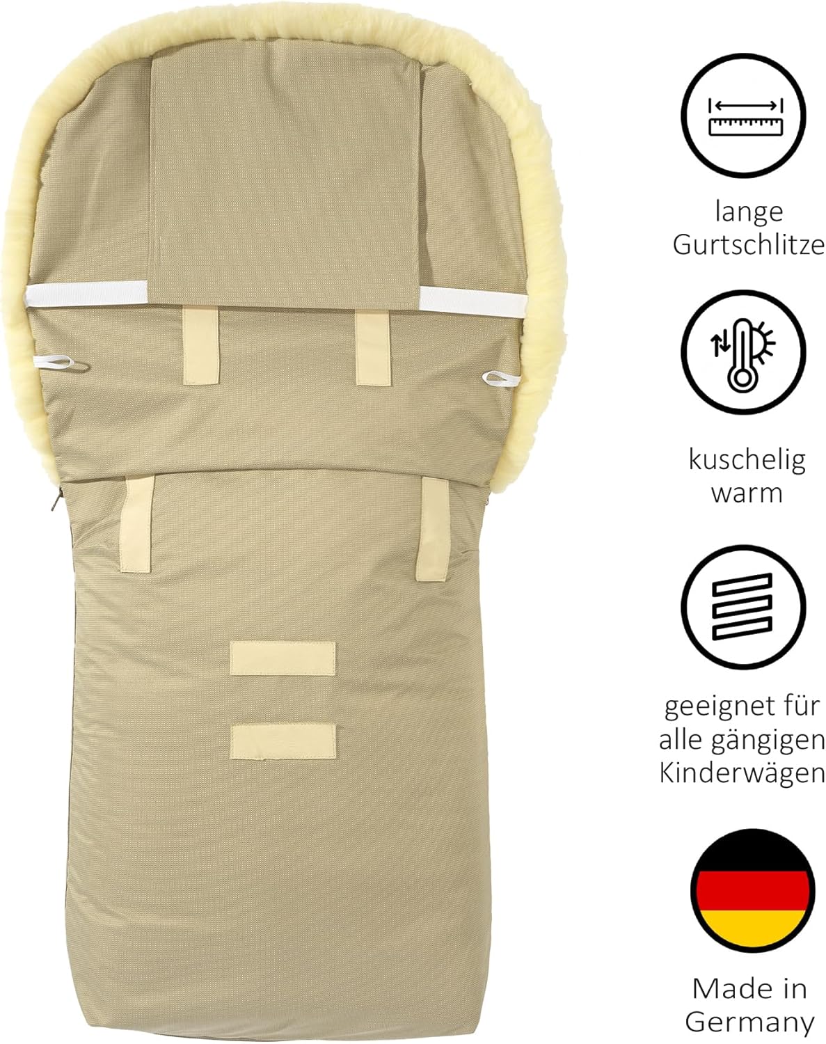 Hofbrucker Lammfell-Fußsack Putzi Kinderwagen, Buggy/Winterfußsack wind- & wasserabweisend/Warmer Fußsack Oberteil abnehmbar/echtes Lammfell/Made in Germany
