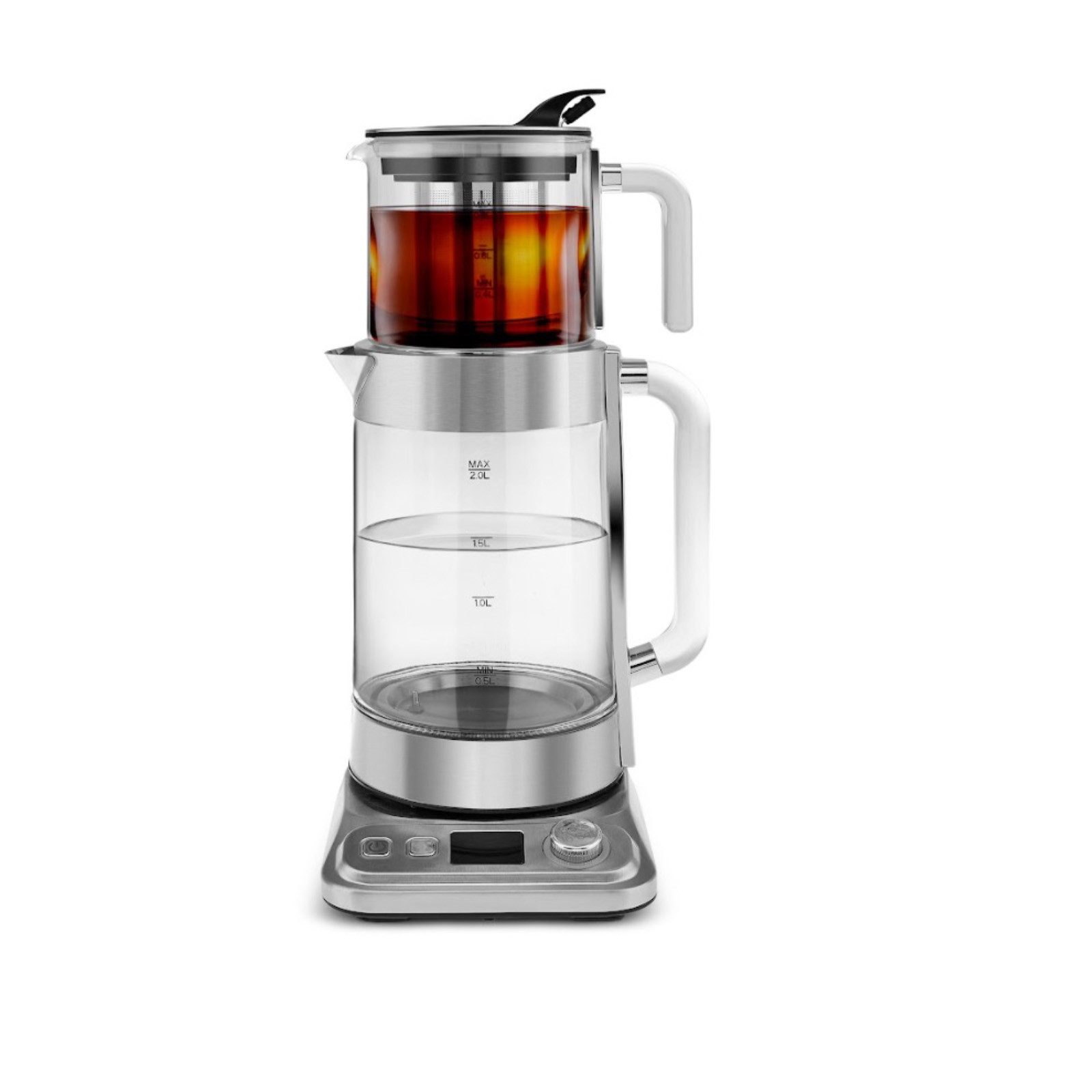 Wasserkocher Karaca x Refika XL Glas Teezubereiter 2,8L Kapazität, Chrom