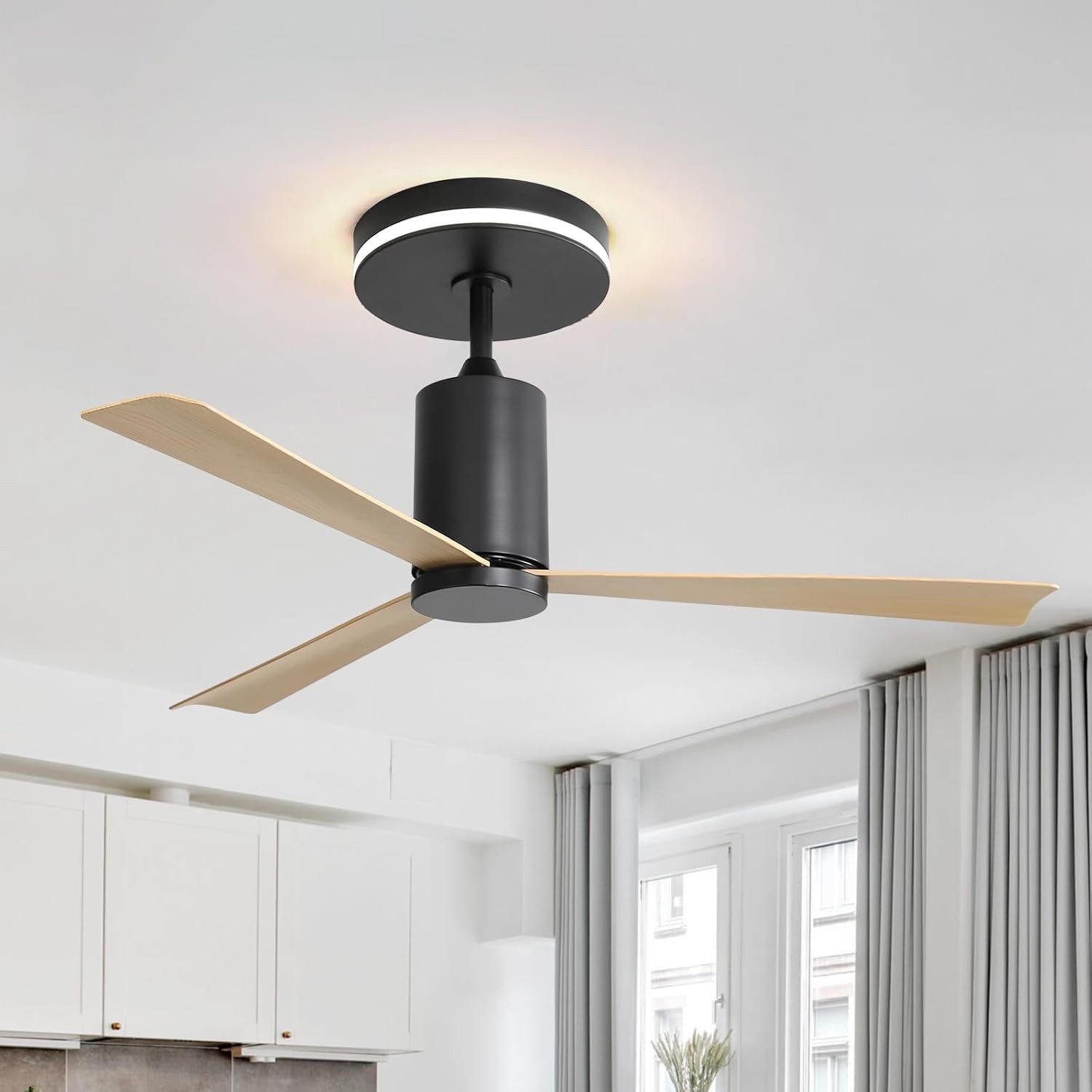 Deckenventilator mit LED-Licht, 3 ABS-Flügel, 6 Geschwindigkeitsstufen, 136cm