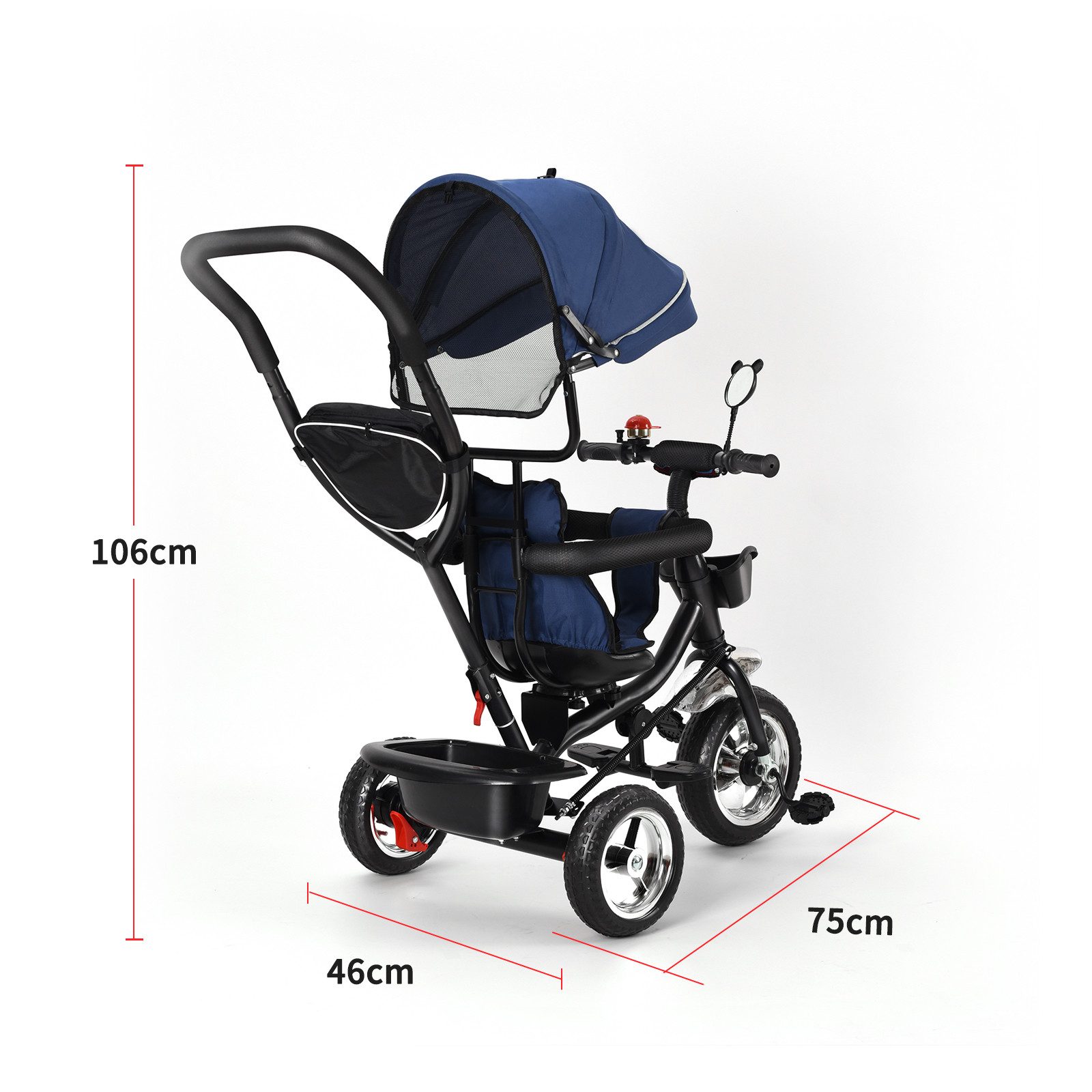 Dreirad-Kinderwagen Dreirad 4 in1 Kinderdreirad Kinder Fahrrad mit Schubstange
