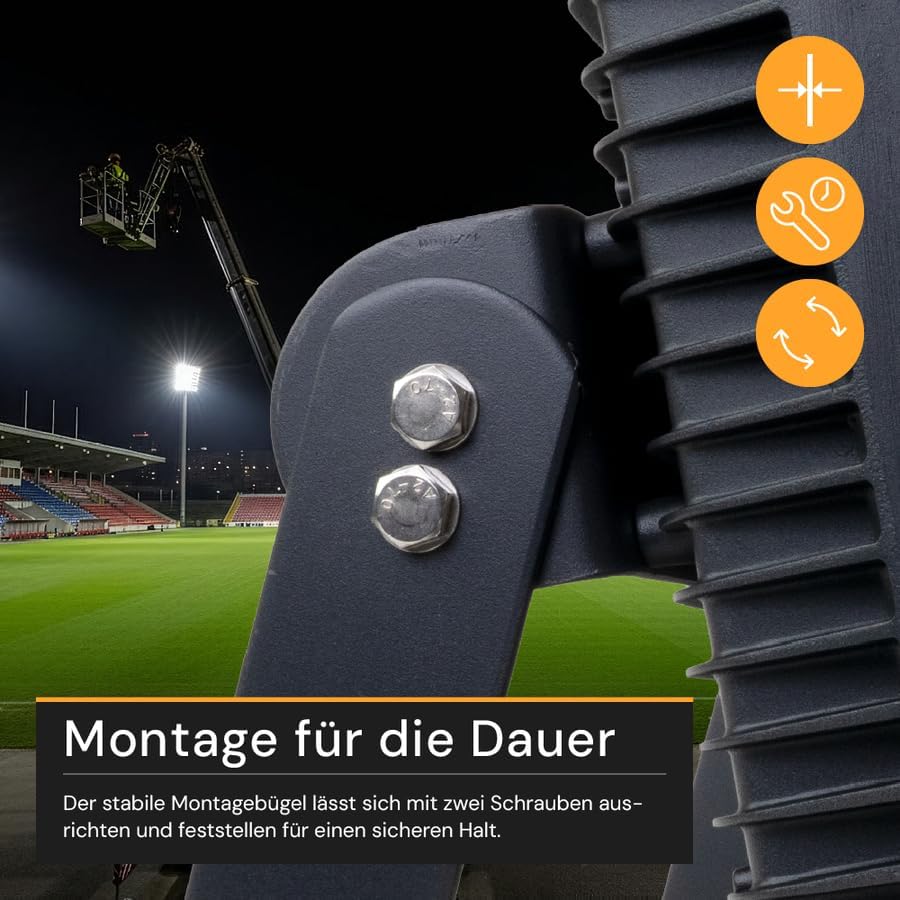 LED Stadion Fluter 500W 60000lm - Flutlicht LED Strahler außen 5000K neutralweiß, 60° Weitwurf, IP65 wasserdicht, Stadionlicht für Sportplatz, Baustelle - LED Scheinwerfer 230V