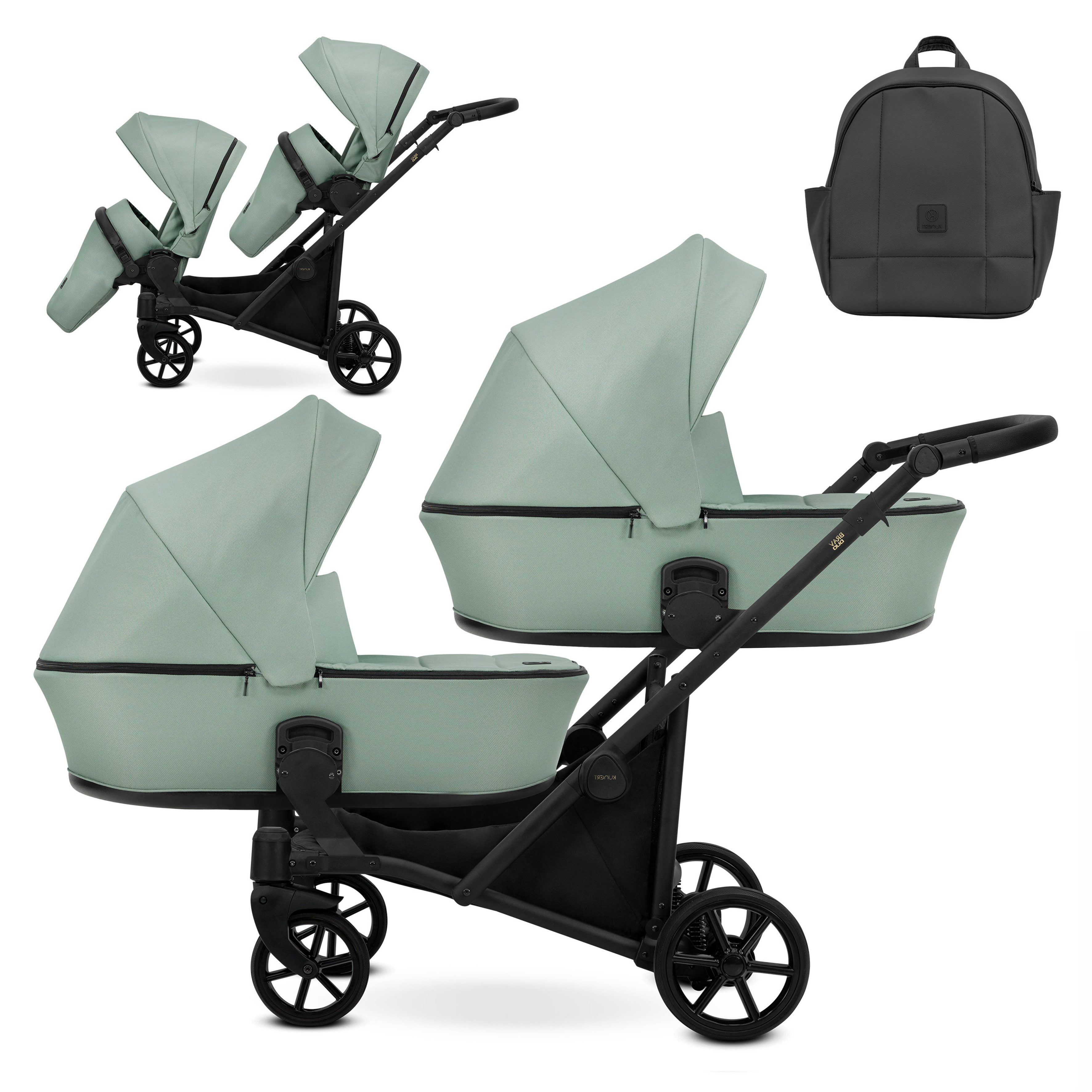 Zwillings-Kombikinderwagen Zipy Duo 2 in 1 inkl. Sportsitze und umfangreichen Zubehör in 6 Farben
