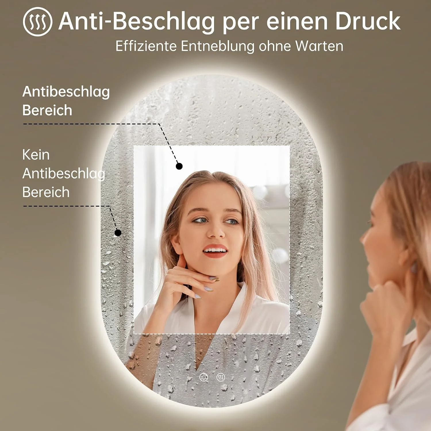 OUMUSU LED-Badspiegel mit Beleuchtung