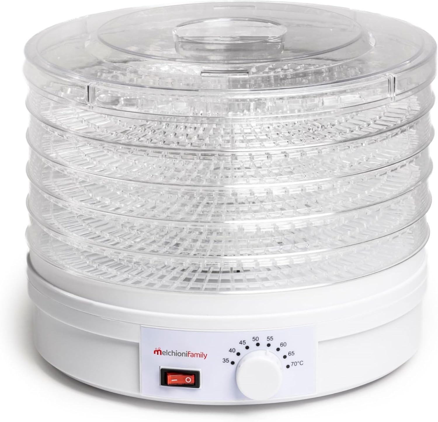 Melchioni Family | Babele Electric Dryer, Multi-Purpose Food Dryer, 5 Shelves Stackable and Removable, Power 250W, Adjustable Temperature 40-70°C