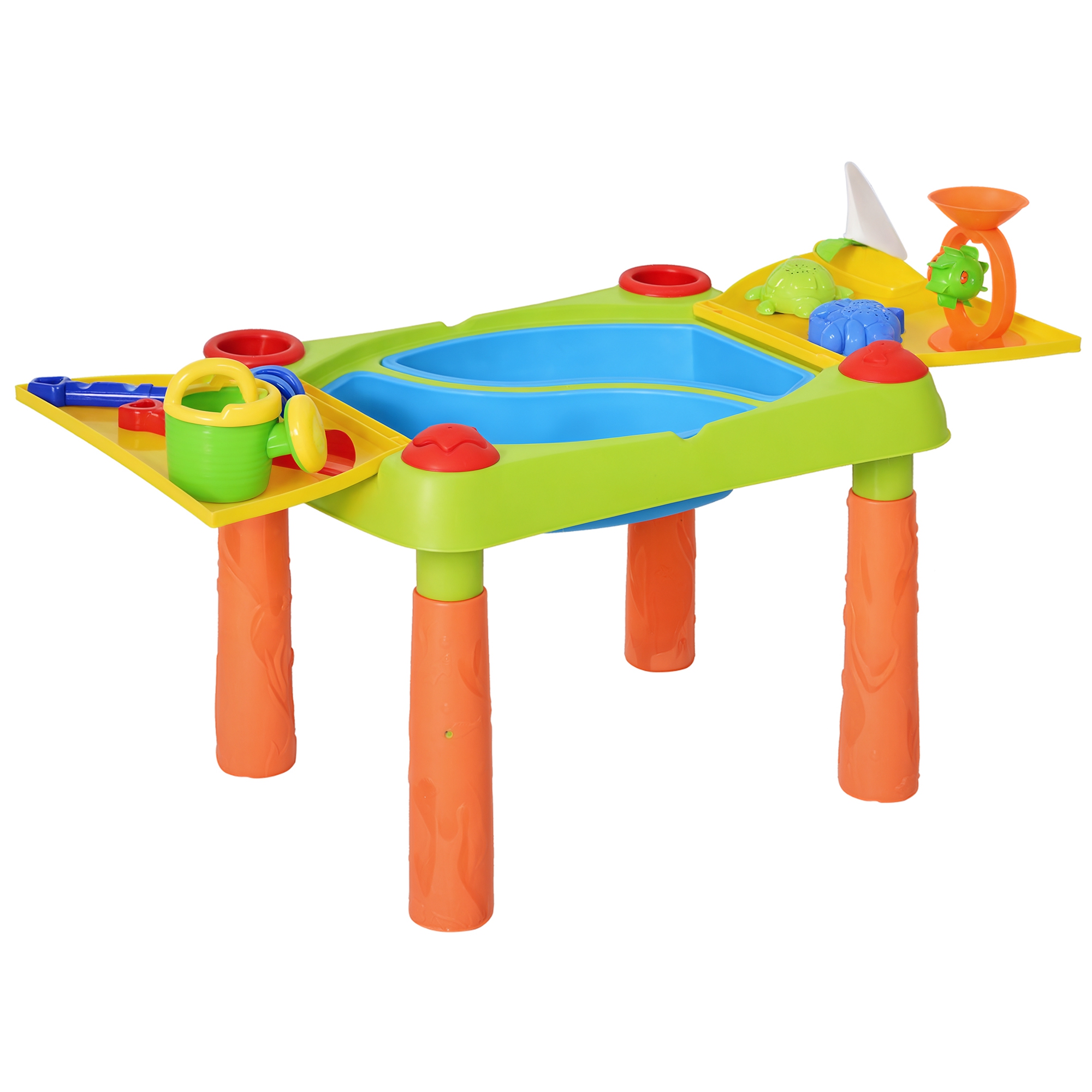 AIYPLAY Sand Wasserspieltisch, Sand- und Wassertisch Outdoor Strandspielzeug mit 16-tlg. Zubehör Sommerspielzeug für 3+ Jahre Kinder