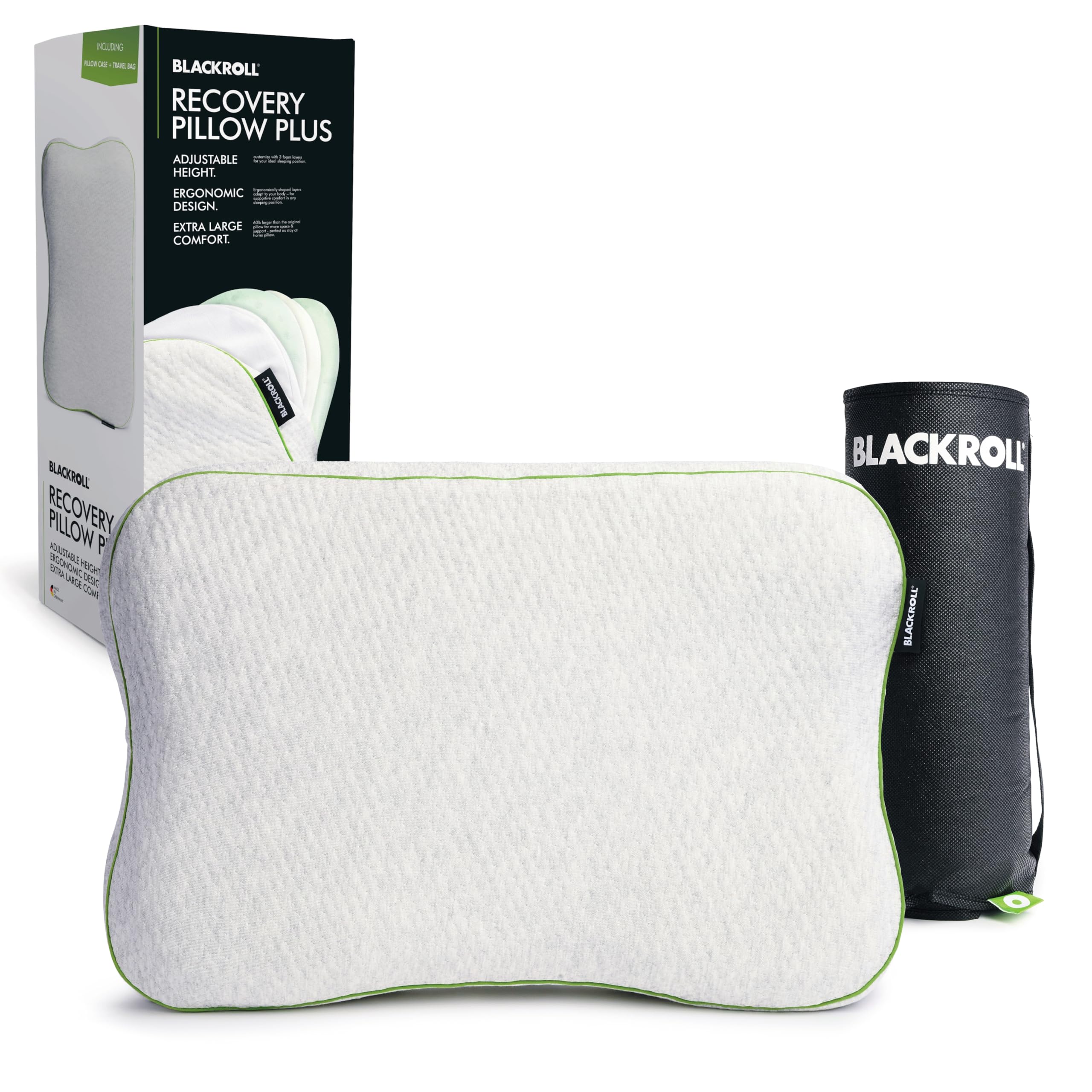 BLACKROLL Recovery Pillow Plus Nackenkissen Memory Foam 60x40 cm höhenverstellbar 6 bis 13 cm Made in Germany