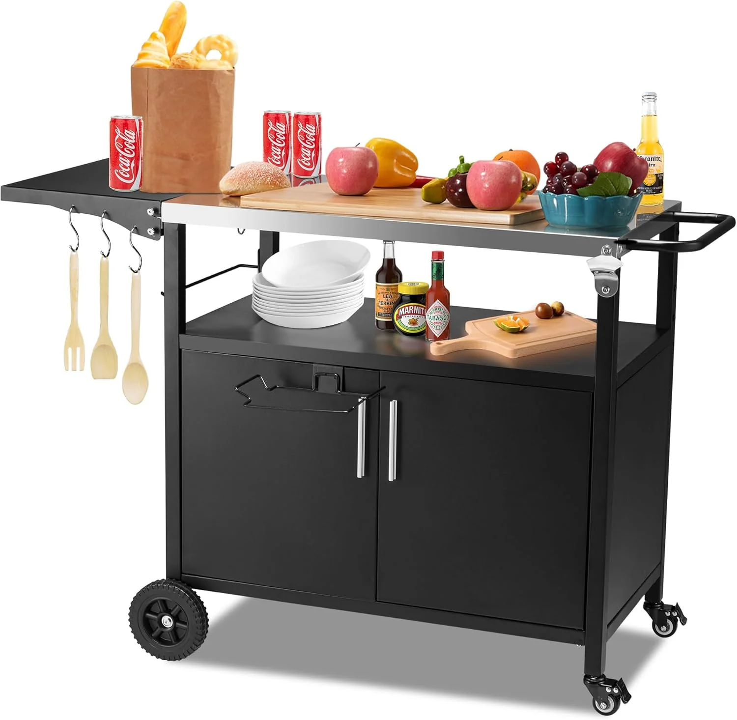Outdoor Grill Cart   Pizza Oven Stand Table with Wheels