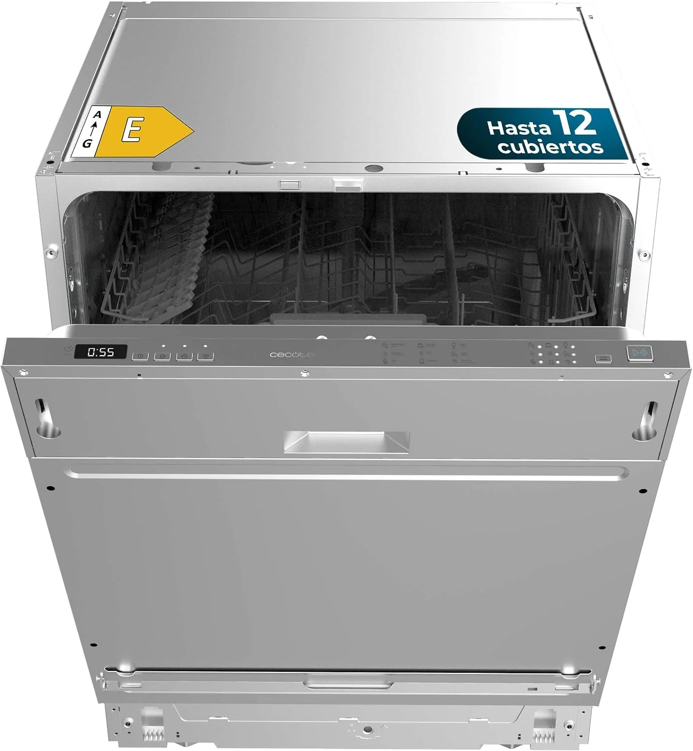 Cecotec Integrierbarer Geschirrspüler 60 cm Bolero Aguazero 6102 Full-BI E. 1850W, Klasse E, 12 Bestecksets, Besteckkorb, 6 Programme, KidLock