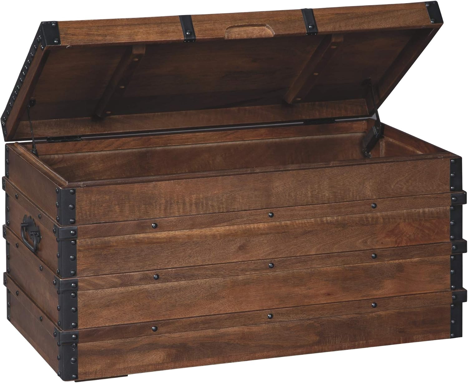 Ashley Kettleby Vintage Wood Storage Trunk Coffee Table, Lift Top, Brown