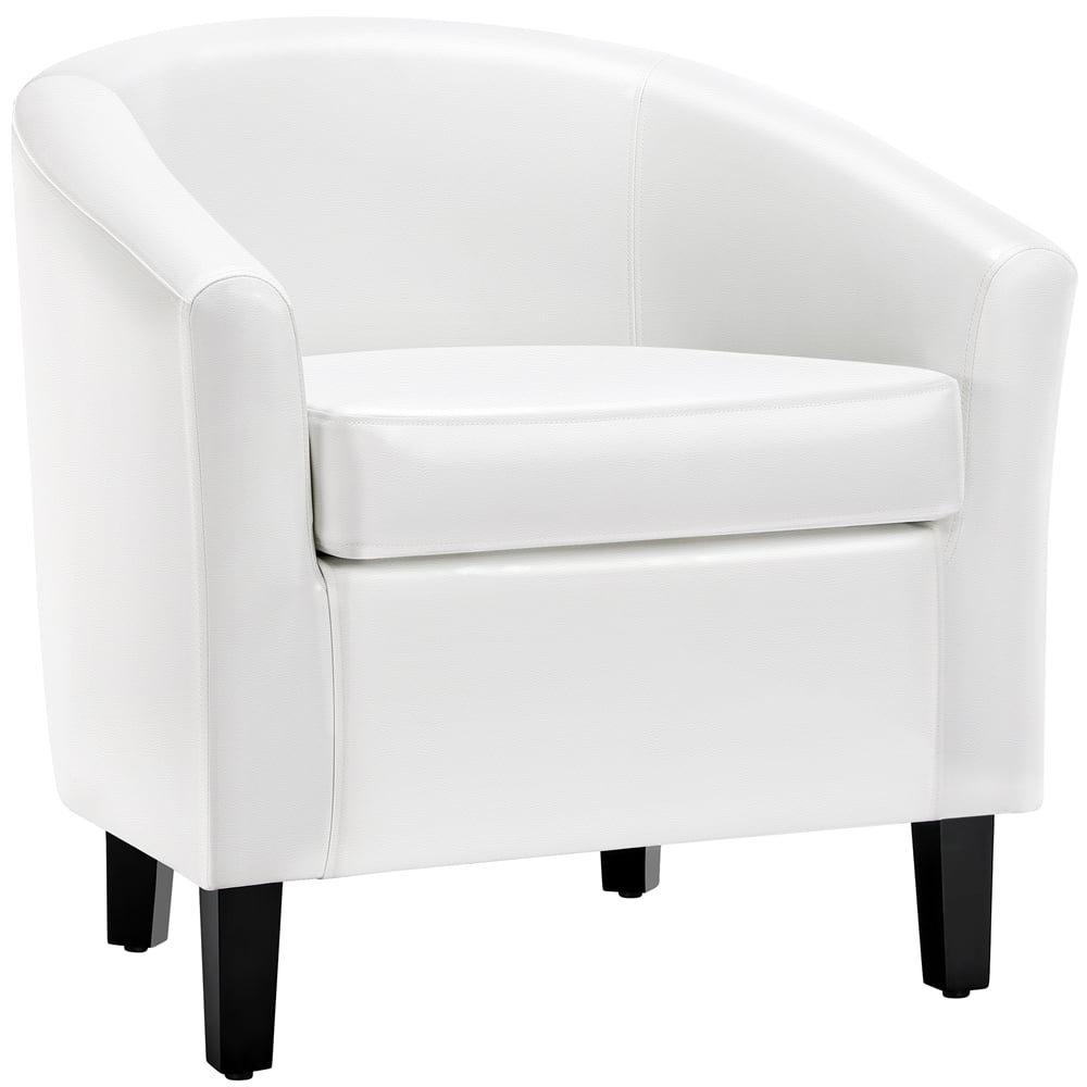 Renwick Faux Leather Barrel Accent Chair for Living Room, Set of 2, Black
