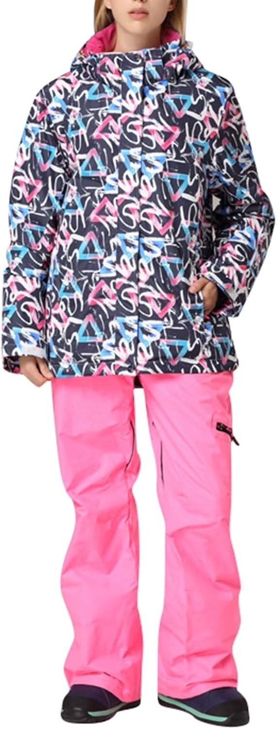 Skianzug Damen, Schneeanzug Damen 2 Teilig Skijacke + Skihose Skianzug Winddichte Wasserdichte Schnee Skifahren Sätze Winter Warm Skianzug Outdoor Sport Wandern Snowboards Skisuit