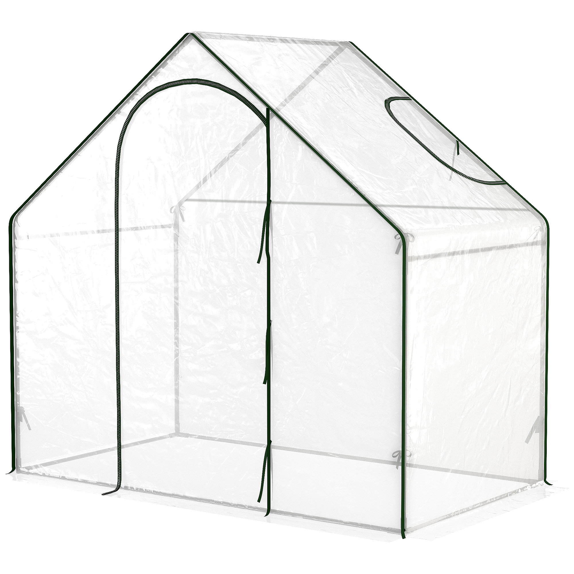 Outsunny Foliengewächshaus, begehbar, Dachfenster, aufrollbare Tür, rostfreier Metallrahmen, 180 x 100 x 168 cm, Transparent