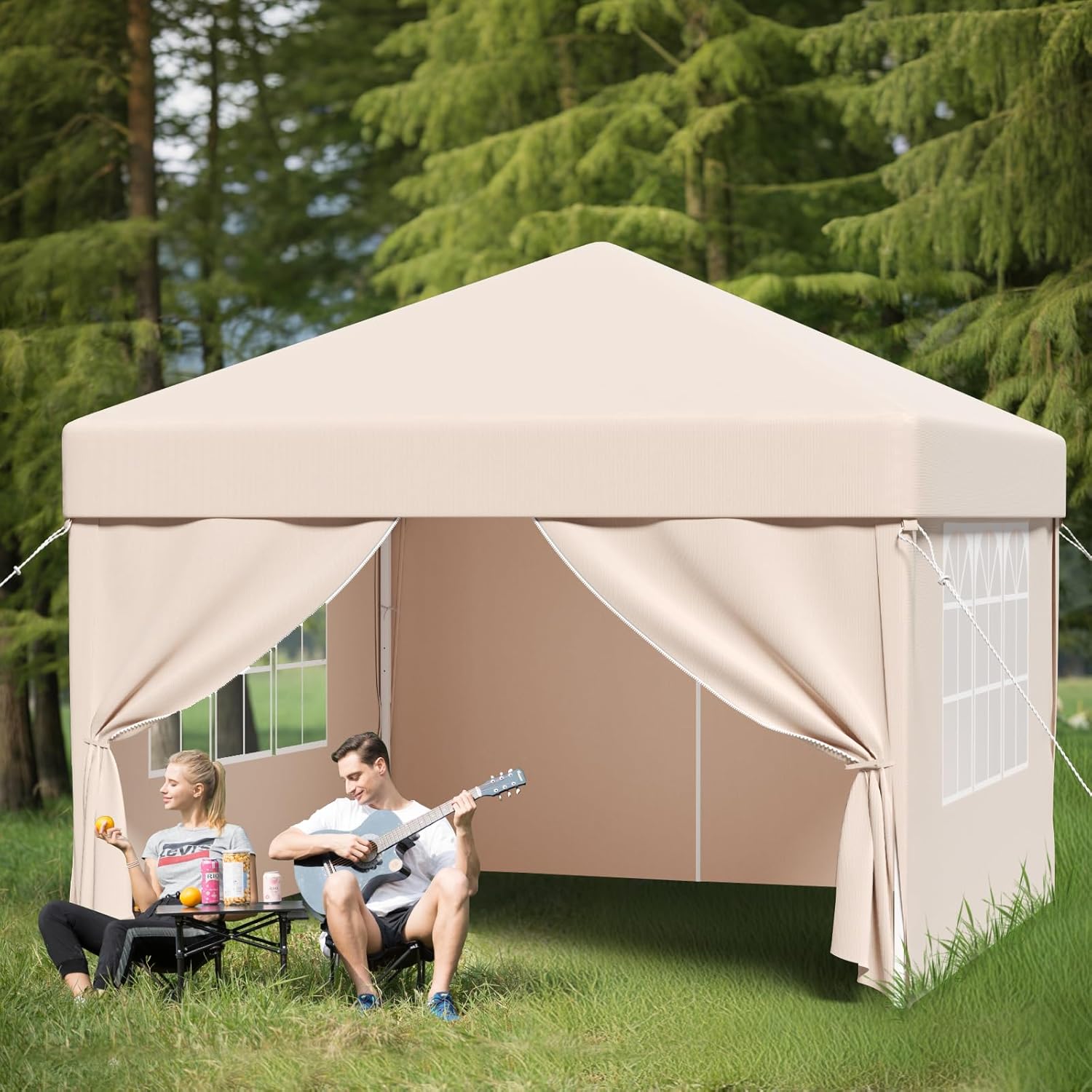 TRIUMPHKEY 3 x 6 Folding Gazebo Waterproof with UV Protection 50+ Outdoor Gazebo Heavy Duty Durable for Gardens, Markets, Patios, Folding Gazebos with Four Removable Side Walls, Grey