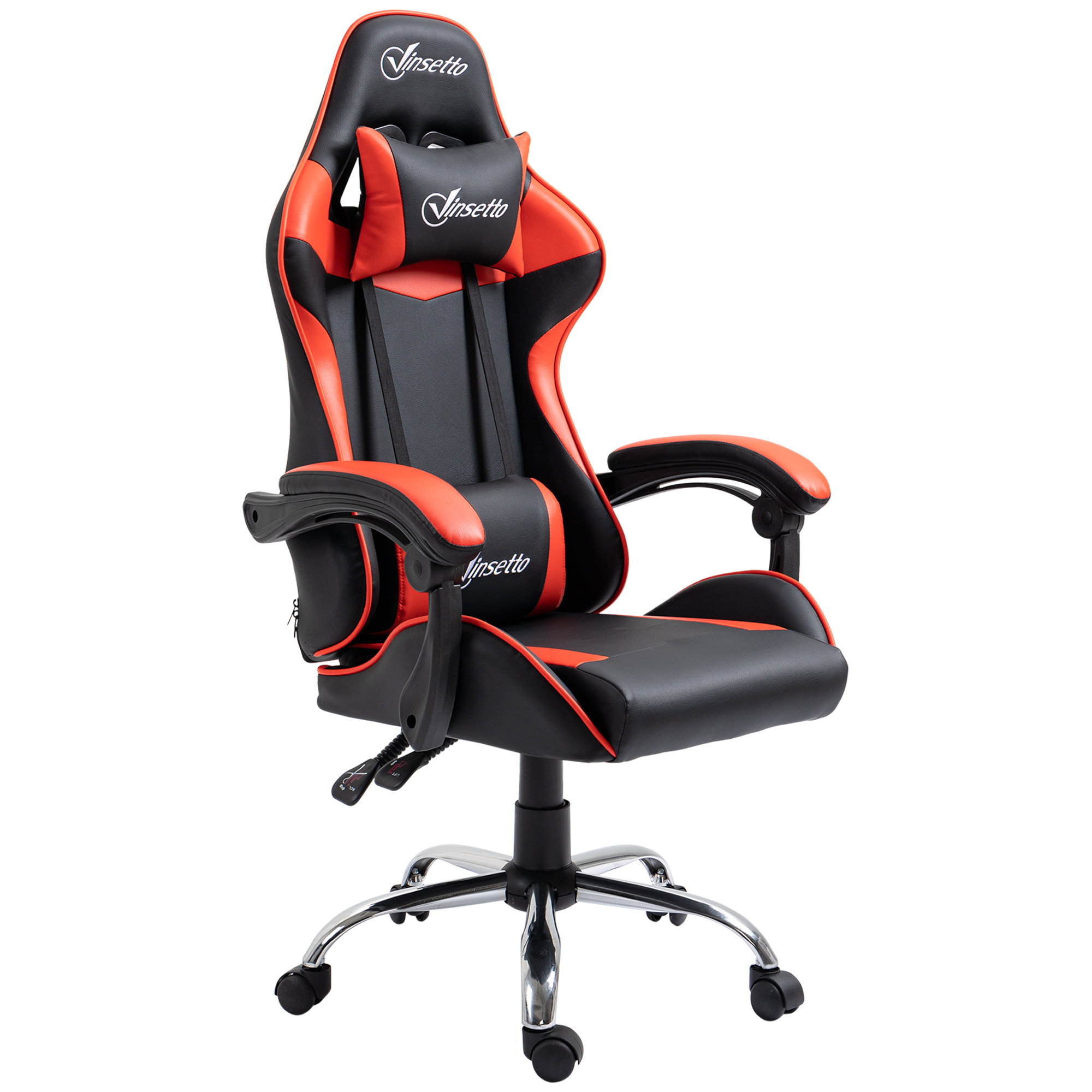 Vinsetto Gaming Chair Bürostuhl Gamer Stuhl mit ergonomischer Kopfstütze höhenverstellbarer Rückenlehne bis zu 135°