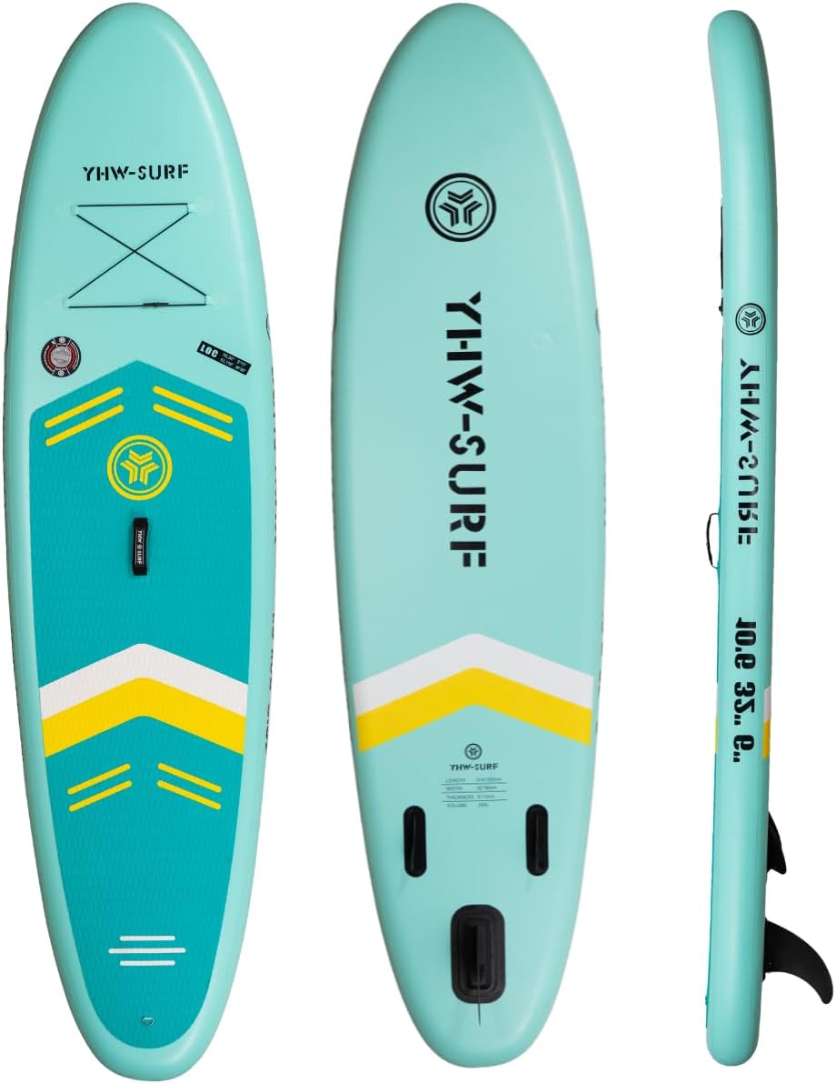 Tavola SUP Gonfiabile 320x84x15 cm – Stand Up Paddle YHW-SURF con Accessori, Pinna Rimovibile, Antiscivolo, Pompa, Zaino – Tavola Paddle Board per Mare, Lago, Fiume
