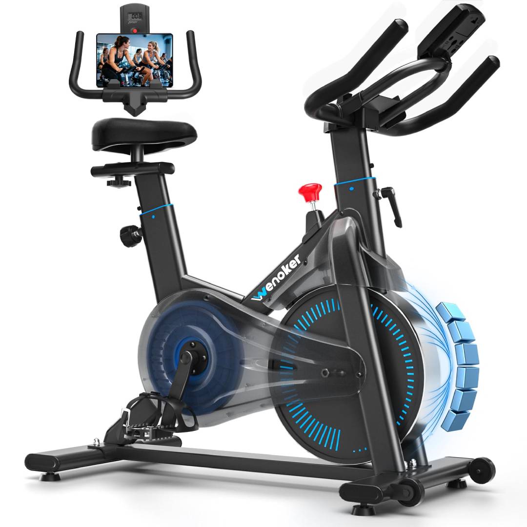 Heimtrainer Fahrrad mit Magnetwiderstand App-Kompatibilität LCD-Display 160 kg Tragkraft verstellbarer Sitz Tablet-Halter