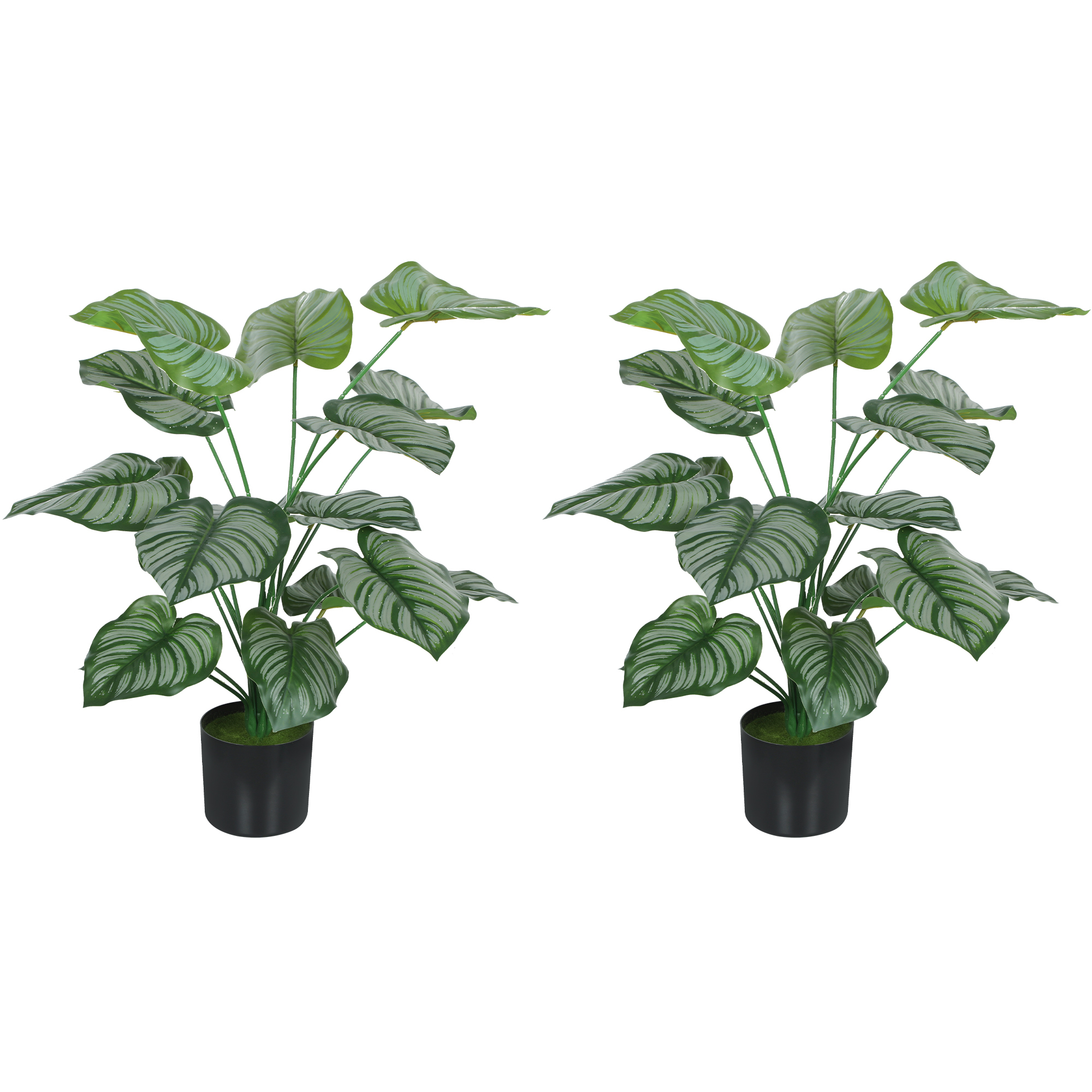HOMCOM Dekorative künstliche Pflanzen 65 cm Künstliche Pflanzen mit Topf und Blättern für Innenbereich Grün