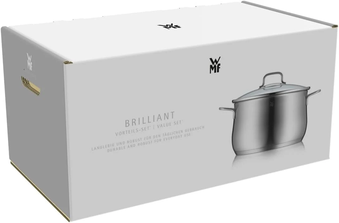 WMF Provence Plus Topfset Induktion 5-teilig, Kochtopf Set unbeschichtet mit Glasdeckel, für alle Herdarten geeignet, Induktions Töpfe Set, ohne Skalierung, Cromargan Edelstahl poliert