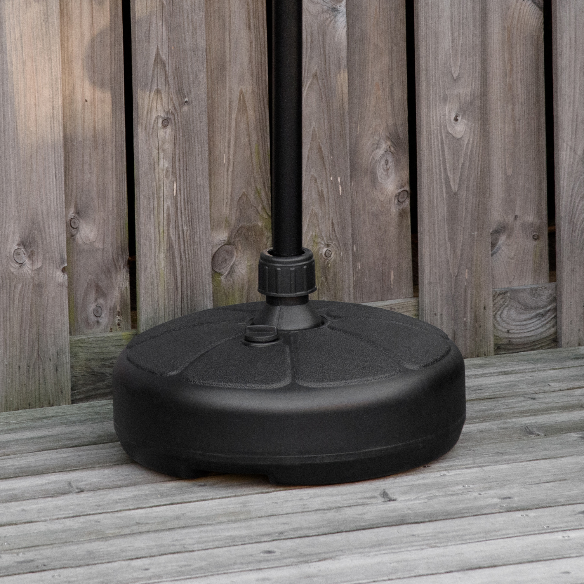Outsunny Base für Sonnenschirm, runde Plastikbasis zum Befüllen mit Wasser und Sand, für Pfosten von 38 mm, Ø38 cm, Schwarz