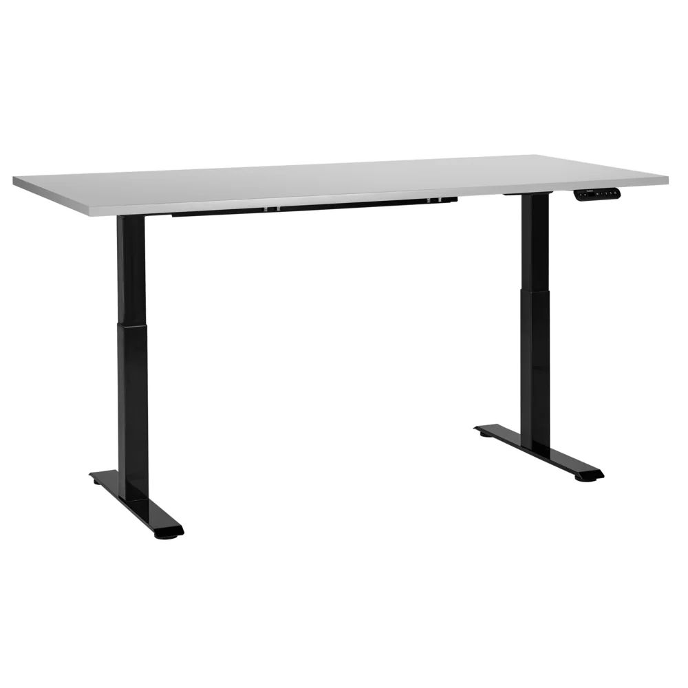 Scrivania regolabile in altezza elettricamente grigio e nero 180 x 80 cm Struttura in acciaio verniciato a polvere