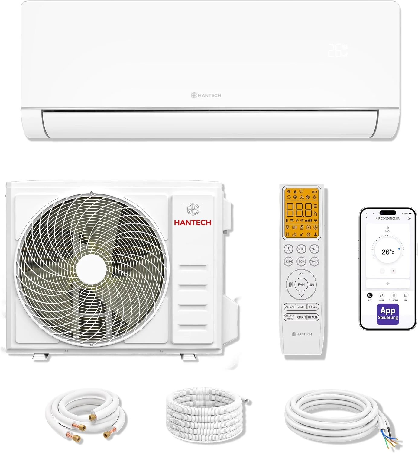 HANTECH A+++ Split Klimaanlage 12000 BTU H-PLUS energiesparender und umweltschonender Betrieb für ganzjährig angenehme Temperaturen