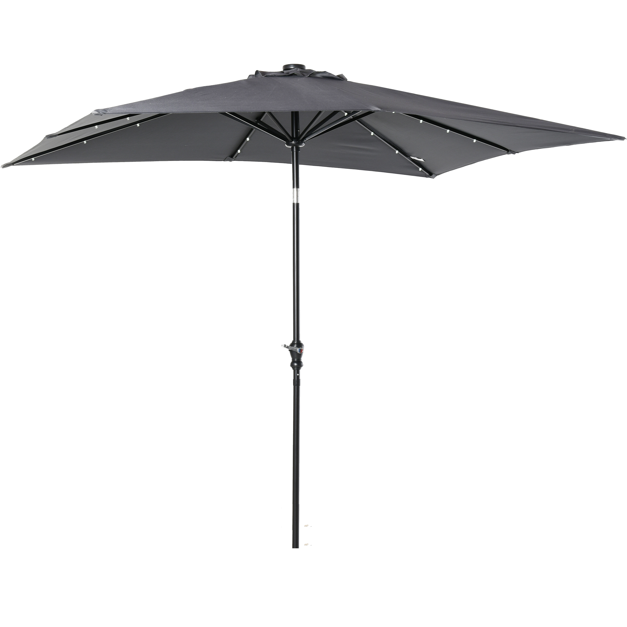 Outsunny Garten Sonnenschirm Gerader 3 x 2 m rechteckig neigbar mit LED-Solarbeleuchtung Stahl hochdichtes Polyester Grau