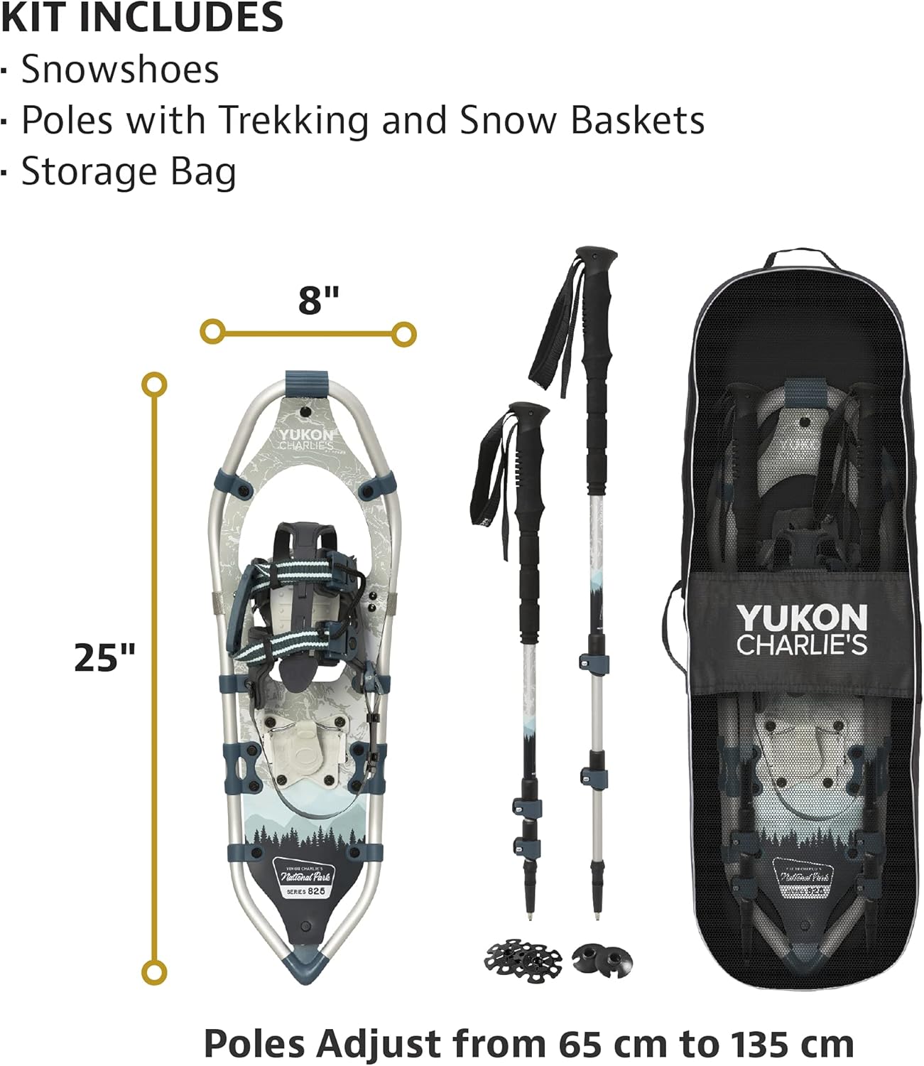 Yukon Charlies National Park Schneeschuh-Set aus Aluminium mit V-Rahmen