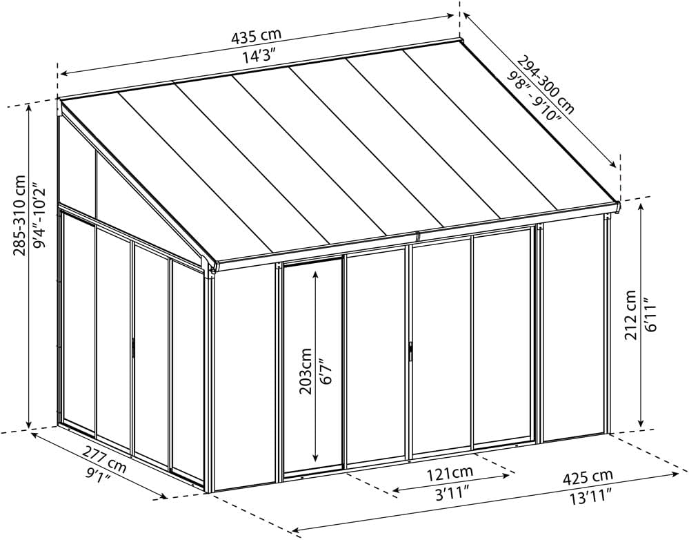 Palram Veranda San Remo - Giardino d'inverno, Grigio, 295 x 425 x 310 cm