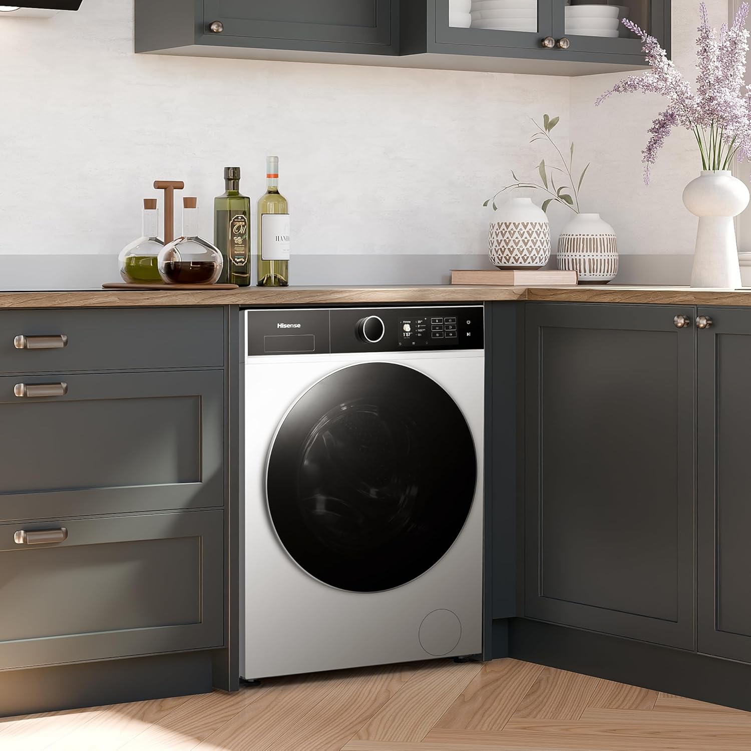 Hisense WFVB7012EM Front Load Washing Machine 7 kg 1200 rpm 15 Programs Steam LED Display Rapid Program Delay Start Child Lock