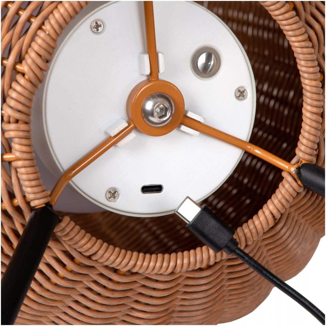 Licht-Erlebnisse LED Akku Tischleuchte außen Natur IP44 Terrasse Balkon 50 cm 3 W 180 lm 3000 K Geflecht dekorativ stilvolle Tischlampe dimmbar TEYA