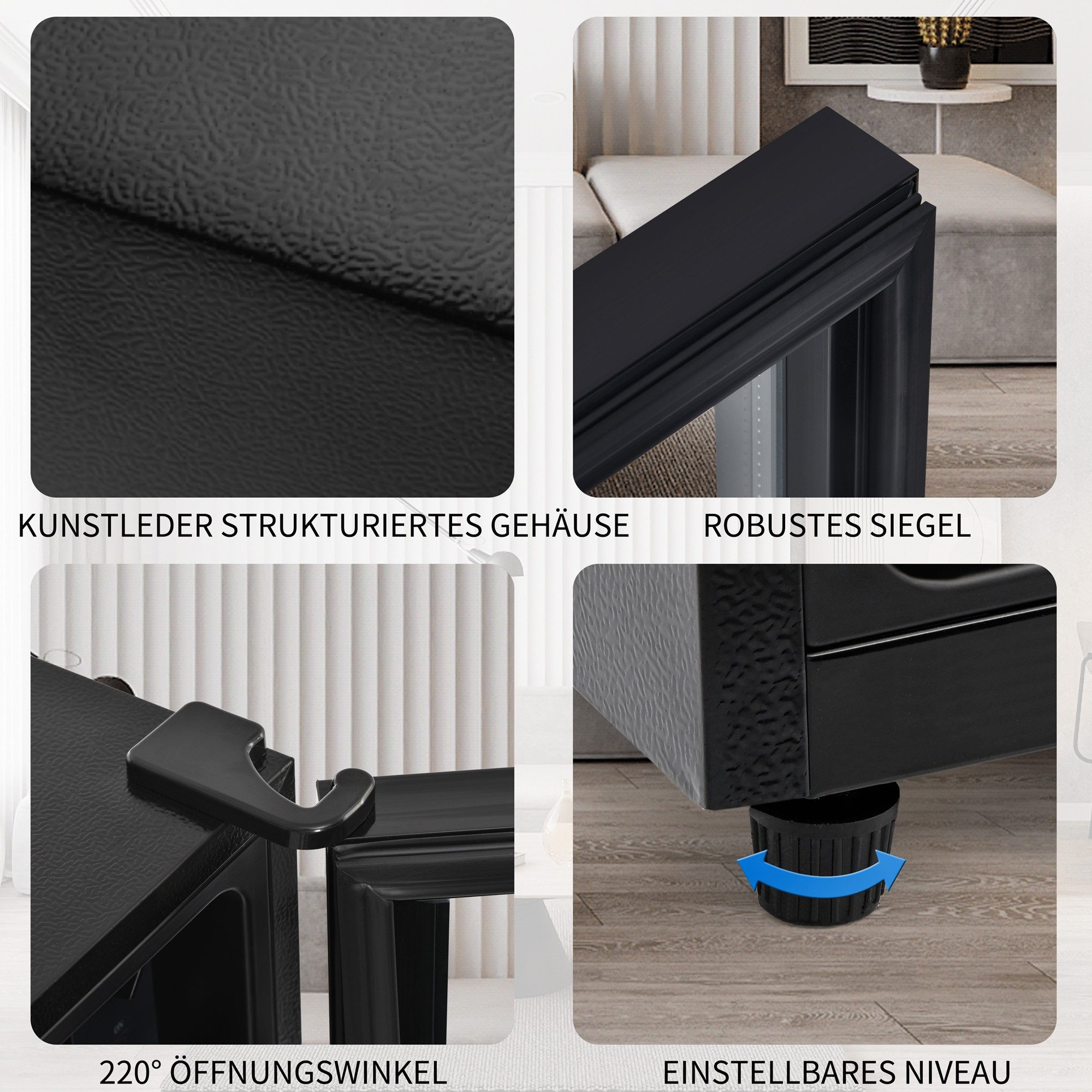Kühlschrank 76L mit Gefrierfach, Glastür, verstellebare Ablage, Getränkekühlschrank SC-76A