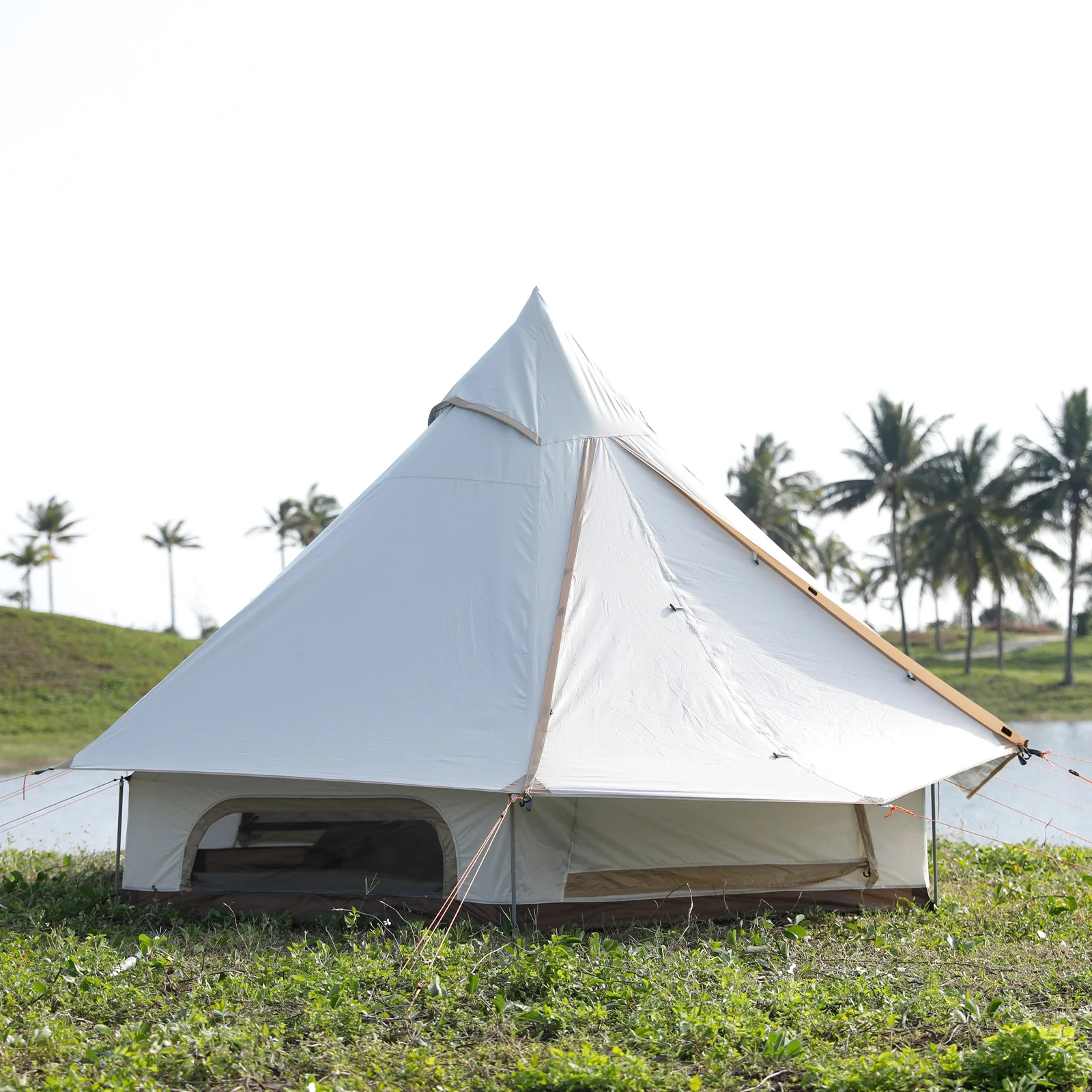 2025 KingCamp Dschingis 320 Light – Tenda tipi per 2 persone con diametro di 3,2 m, colonna d’acqua 3000 mm e vele parasole regolabili per glamping e festival