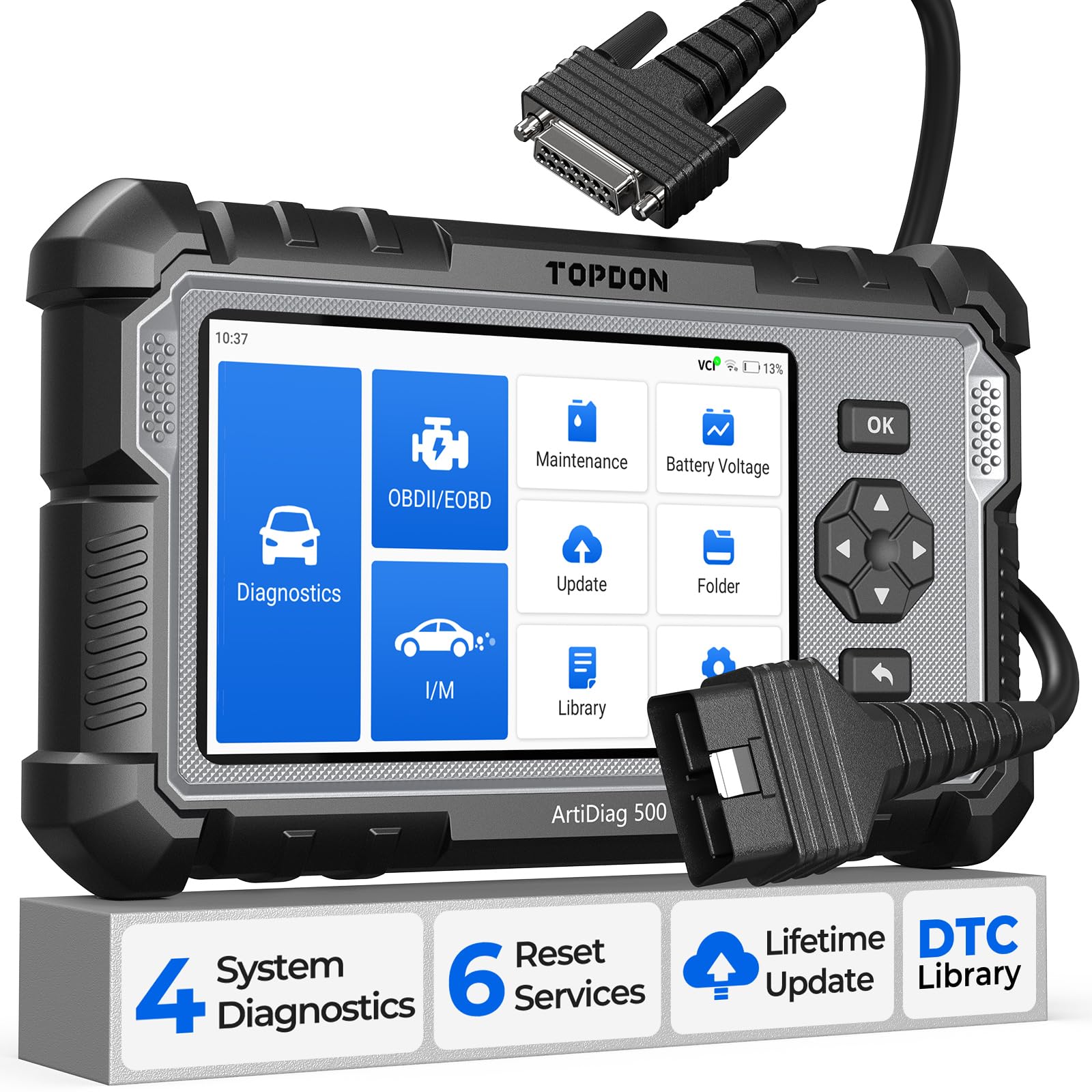 TOPDON AD500 OBD2 Diagnosegerät ABS SRS Motor Getriebe 6 Servicefunktionen kostenloses Lifetime Upgrade