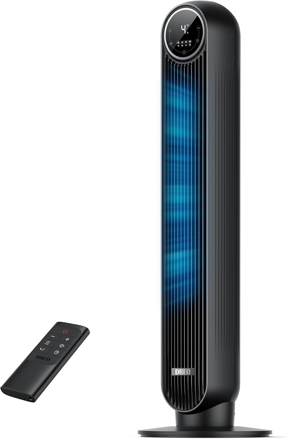 Dreo 28dB Ventilatore a Torre Silenzioso, Potente 7.6 m/s, Ventilatori a Colonna con Telecomando, 4 Modalit脿, 4 Velocit脿, Oscillazione a 90掳, Timer da 1 a 8 ore, Schermo LED, per la Camera da Letto