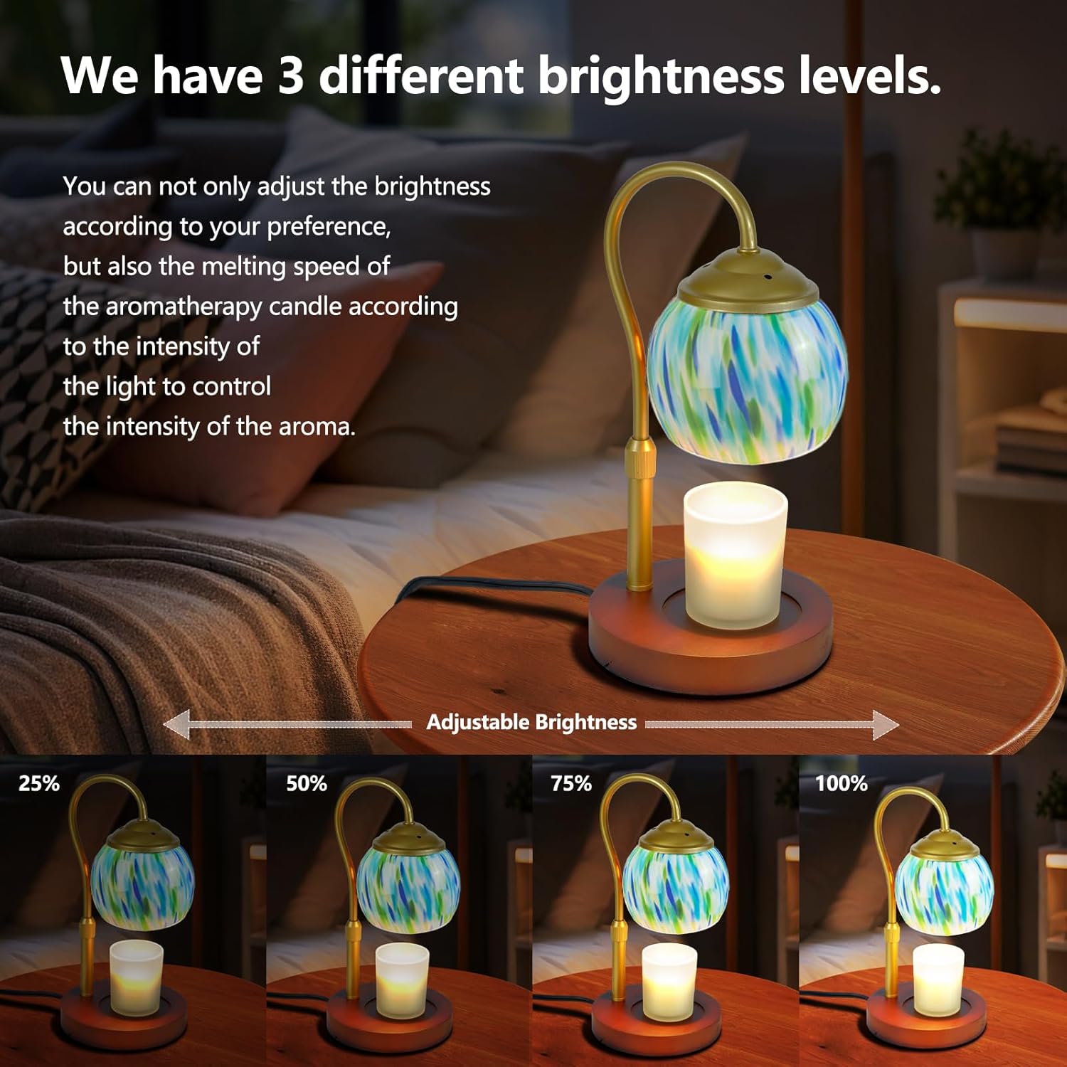 Elegance Kerzenwärmer Lampe – Winter-Thema, höhenverstellbare Heimdekoration mit Timer, 4 Dimmer-Einstellungen und Glaskerzen-Kompatibilität für gemütliche Räume