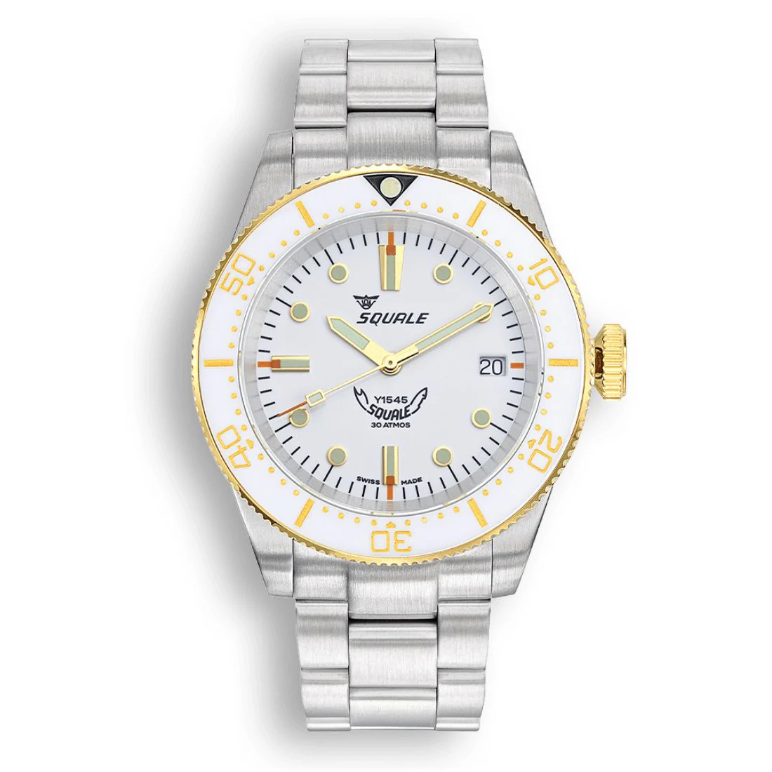 Orologio Squale 1545 bianco bracciale acciaio ghiera ceramica sub 300mt 1545WTWT.AC