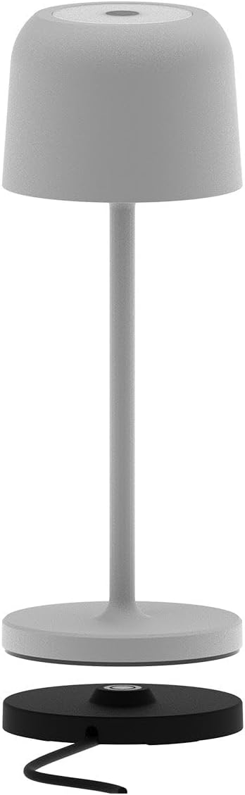 Lumisky Tischleuchte, kabellos, LED, warmweiß, dimmbar, SOPHIA GREY H20 cm, Grau, mit Ladeplatte, 6 Stück