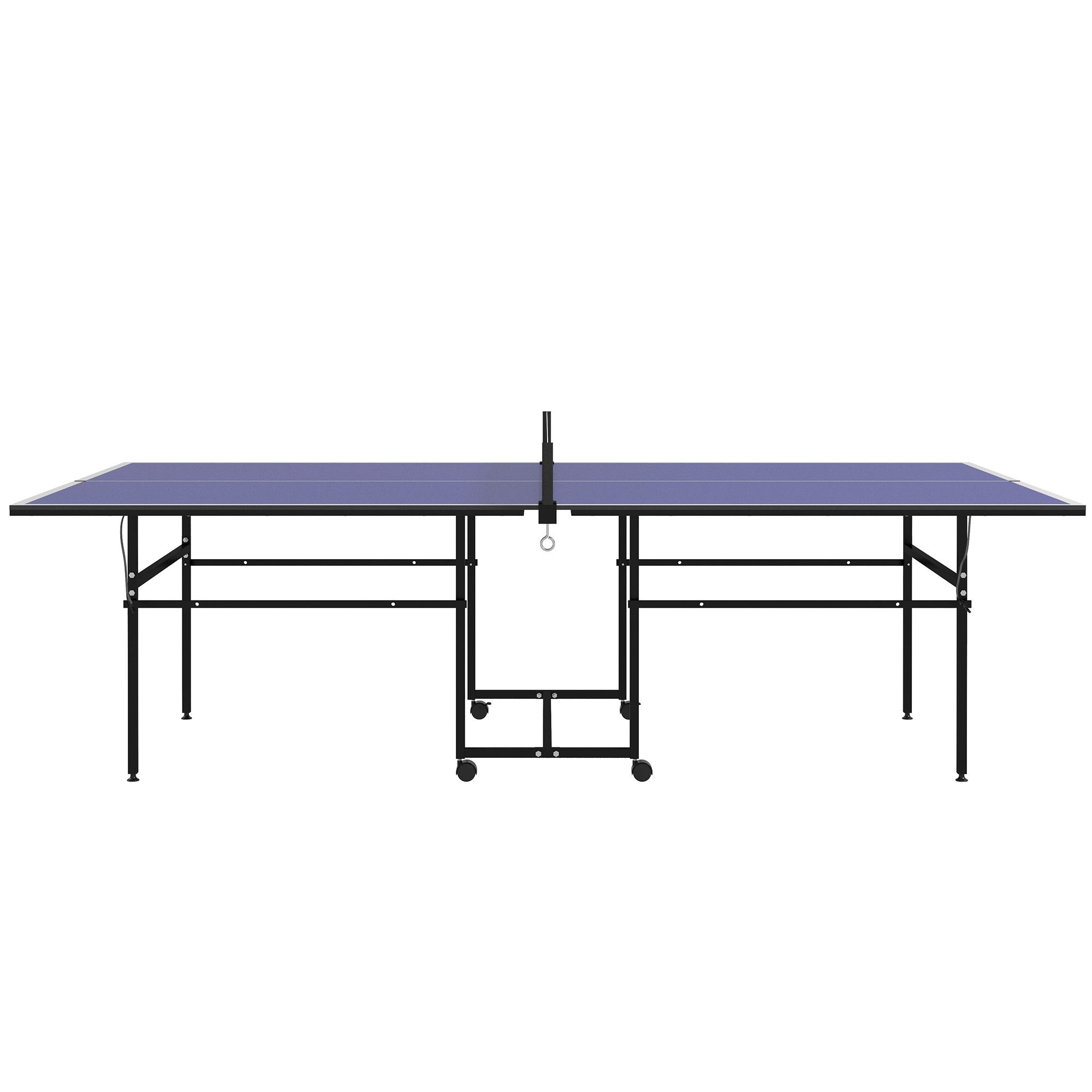 SPORTNOW Tischtennisplatte, klappbar, mobil, 2 Schläger, 3 Bälle, Metallrahmen, 274x152,5x76 cm, Blau